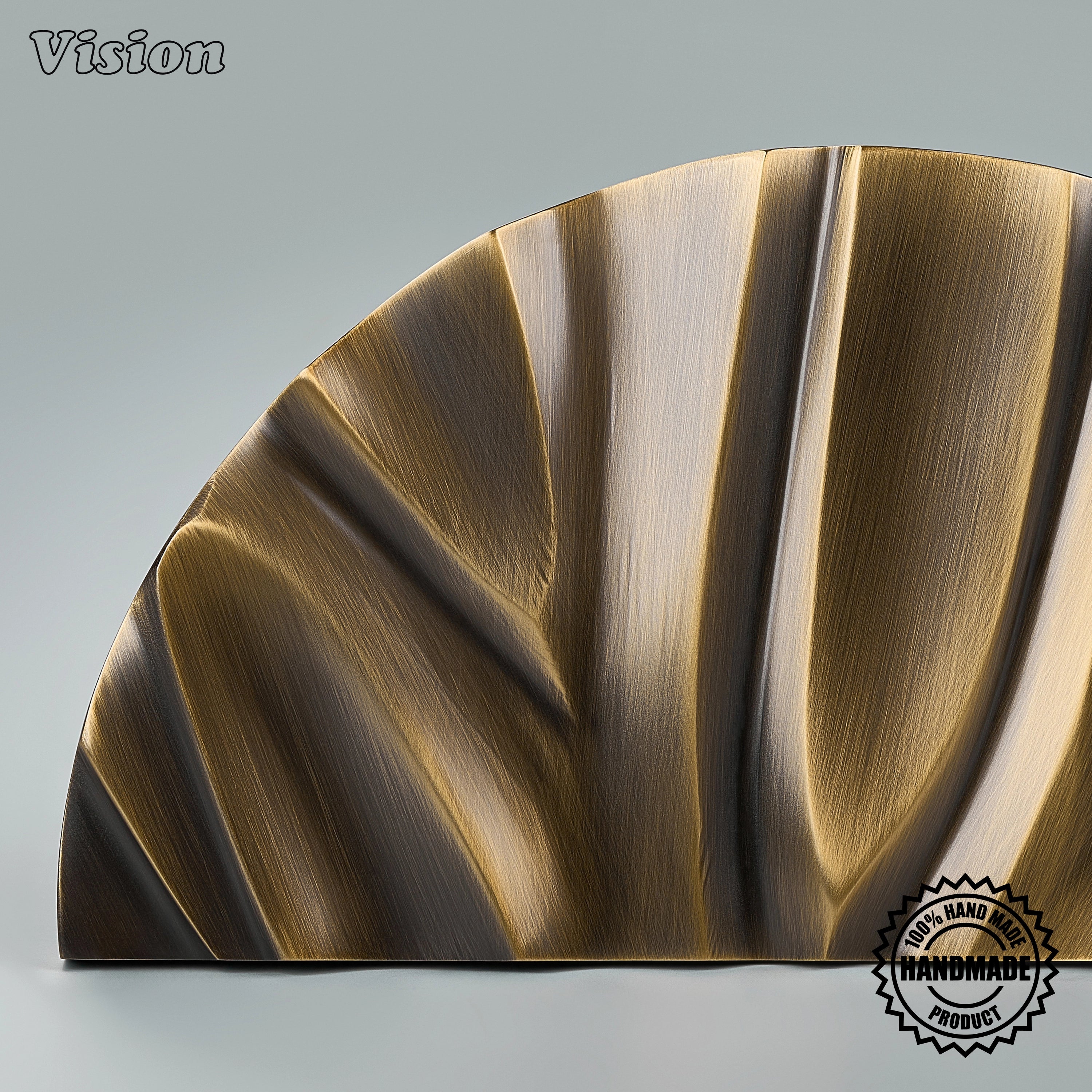 Antique Bronze sculpted solid brass handcrafted door handle with organic grain detailing for hotel entrance doors.