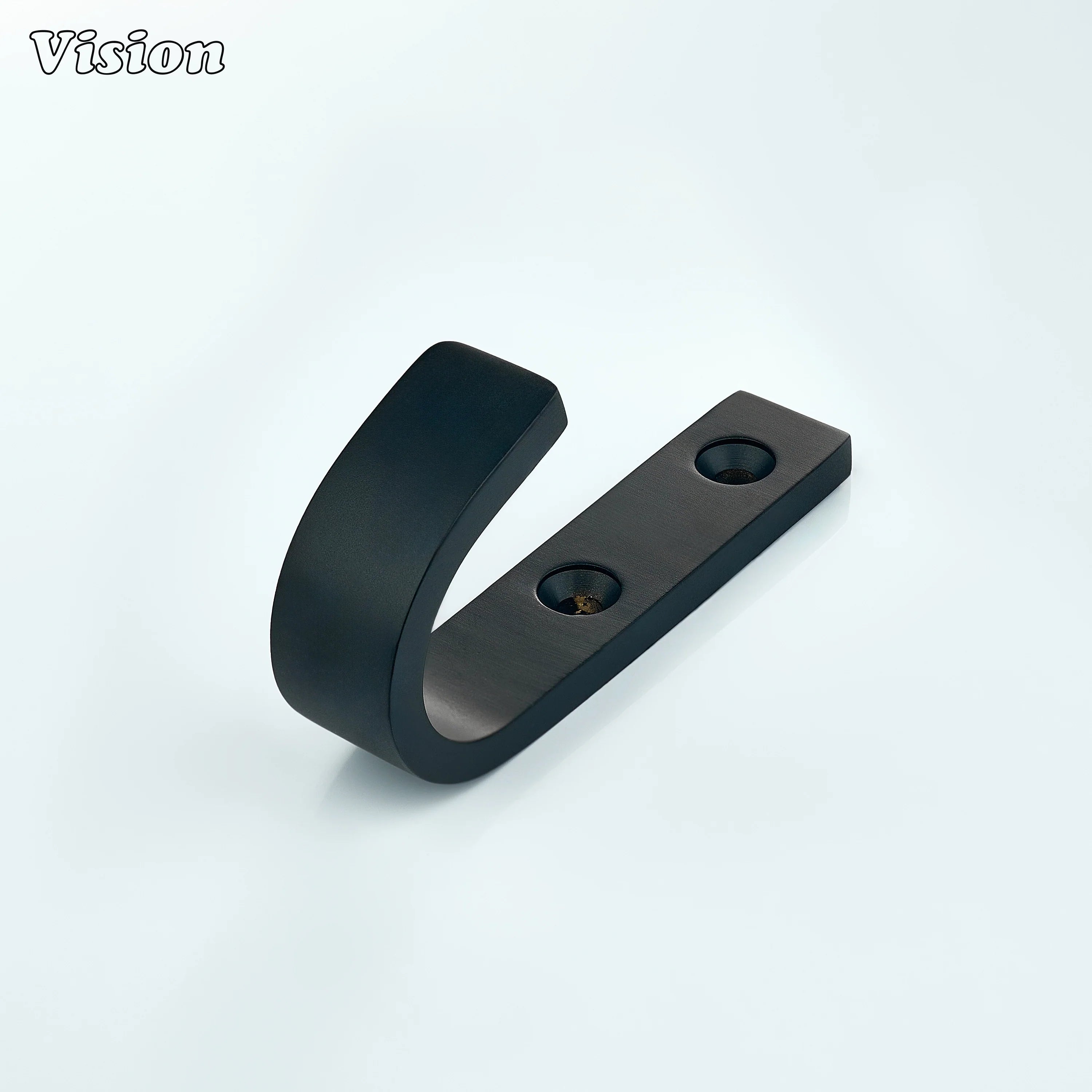 Solid brass wall hook with plain J profile in Black finish for bathroom wall towels