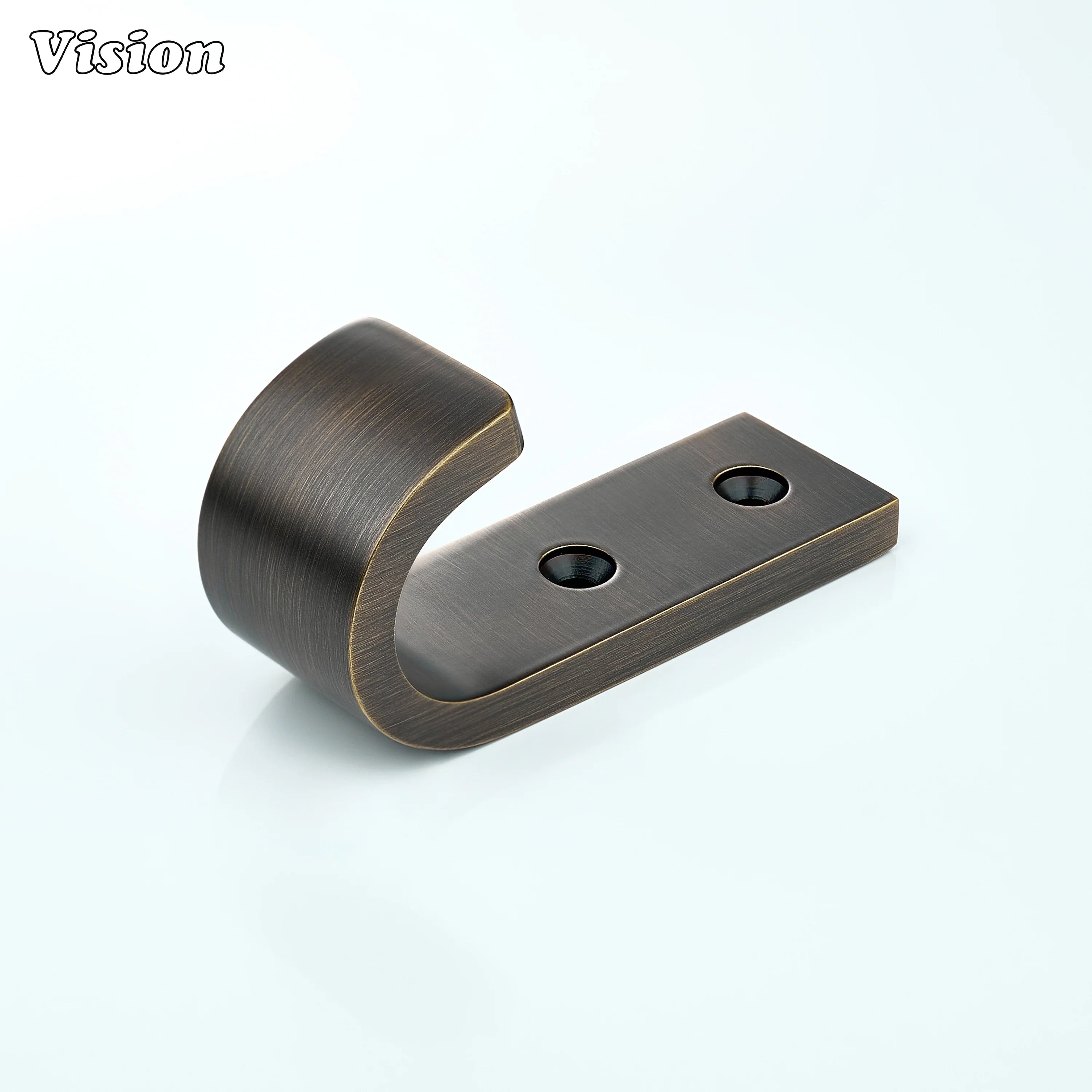 Solid brass wall hook with plain wide J profile in Antique Bronze finish for bathroom wall towels