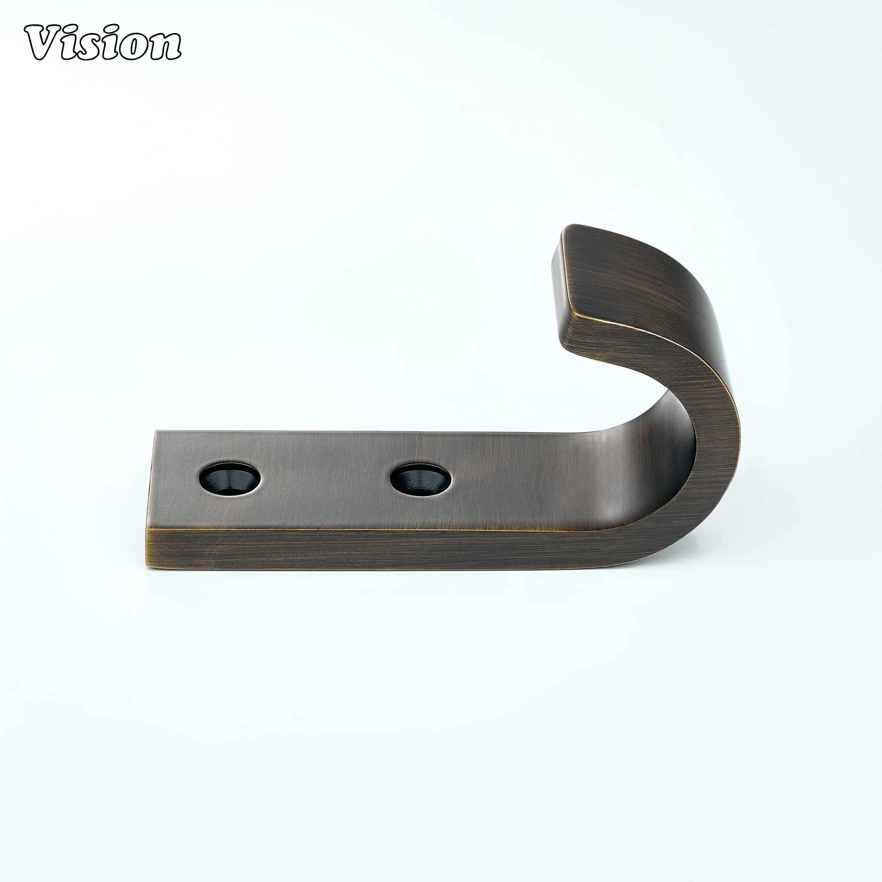 Smooth J-shaped wide wall hook in Antique Bronze finish, solid brass construction for bathrooms