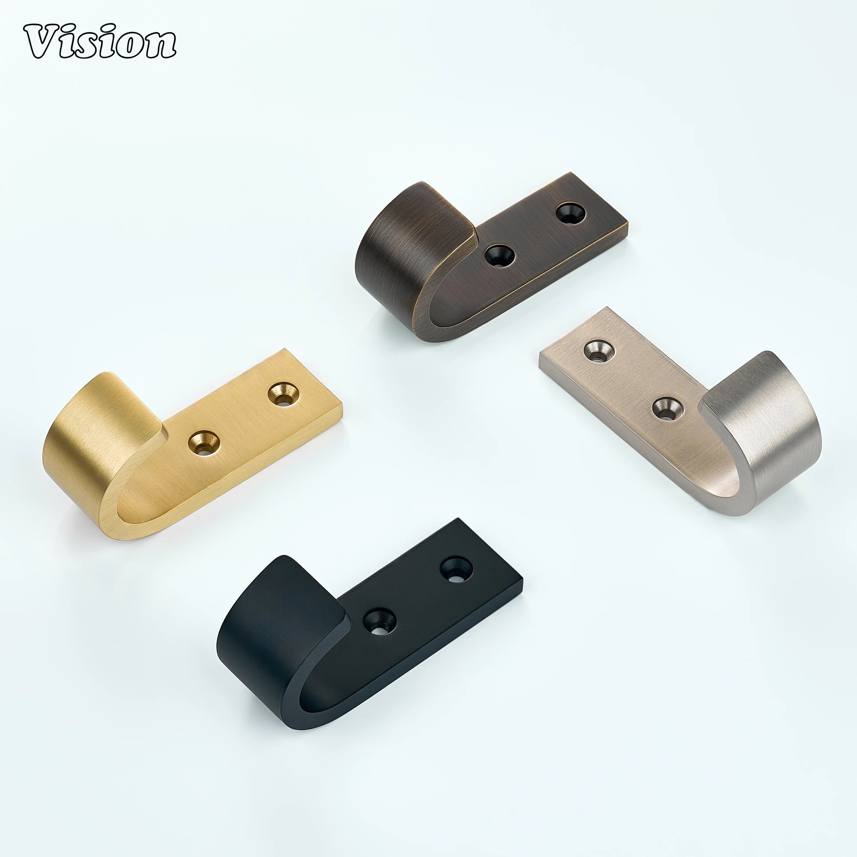 Plain profile wide wall hook in Black finish with smooth J shape, heavy duty wall hook