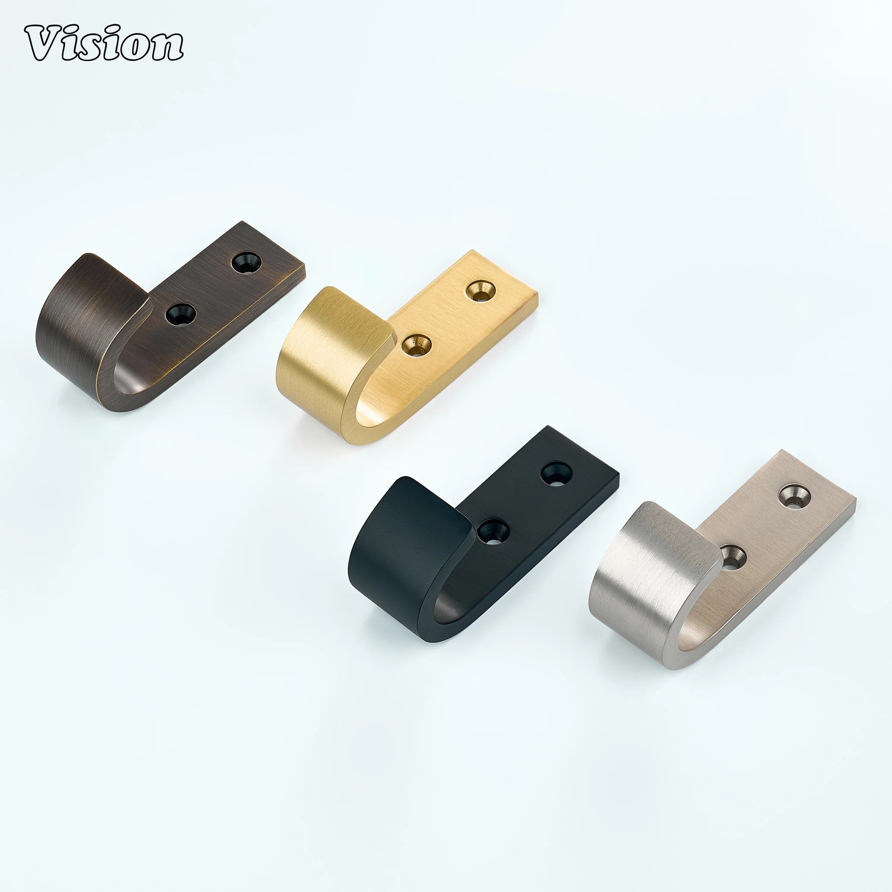 Silver solid brass wide wall hook featuring flat base and curved profile for mudroom walls