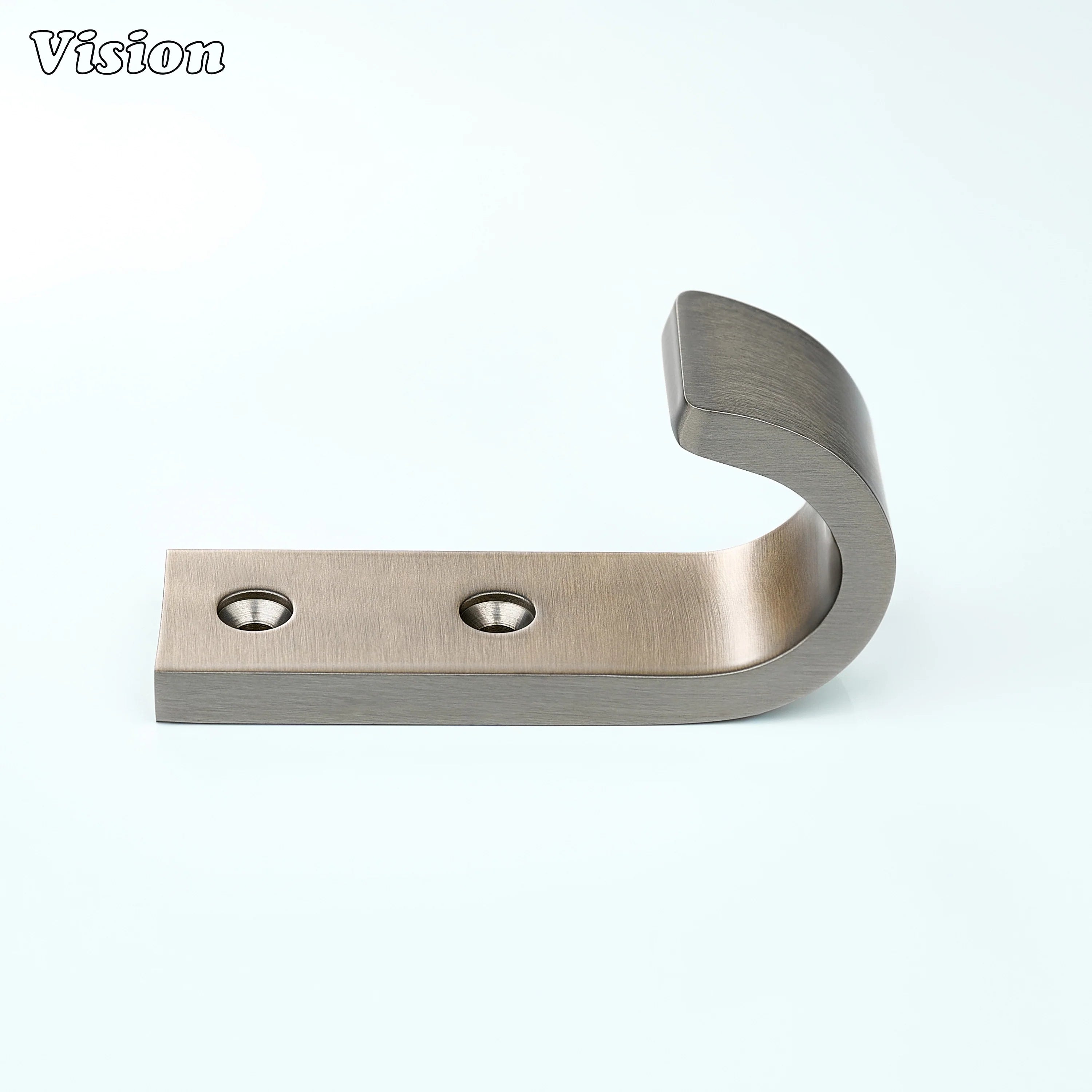 Silver finish solid brass wide wall hook with flat mounting plate for coats on walls