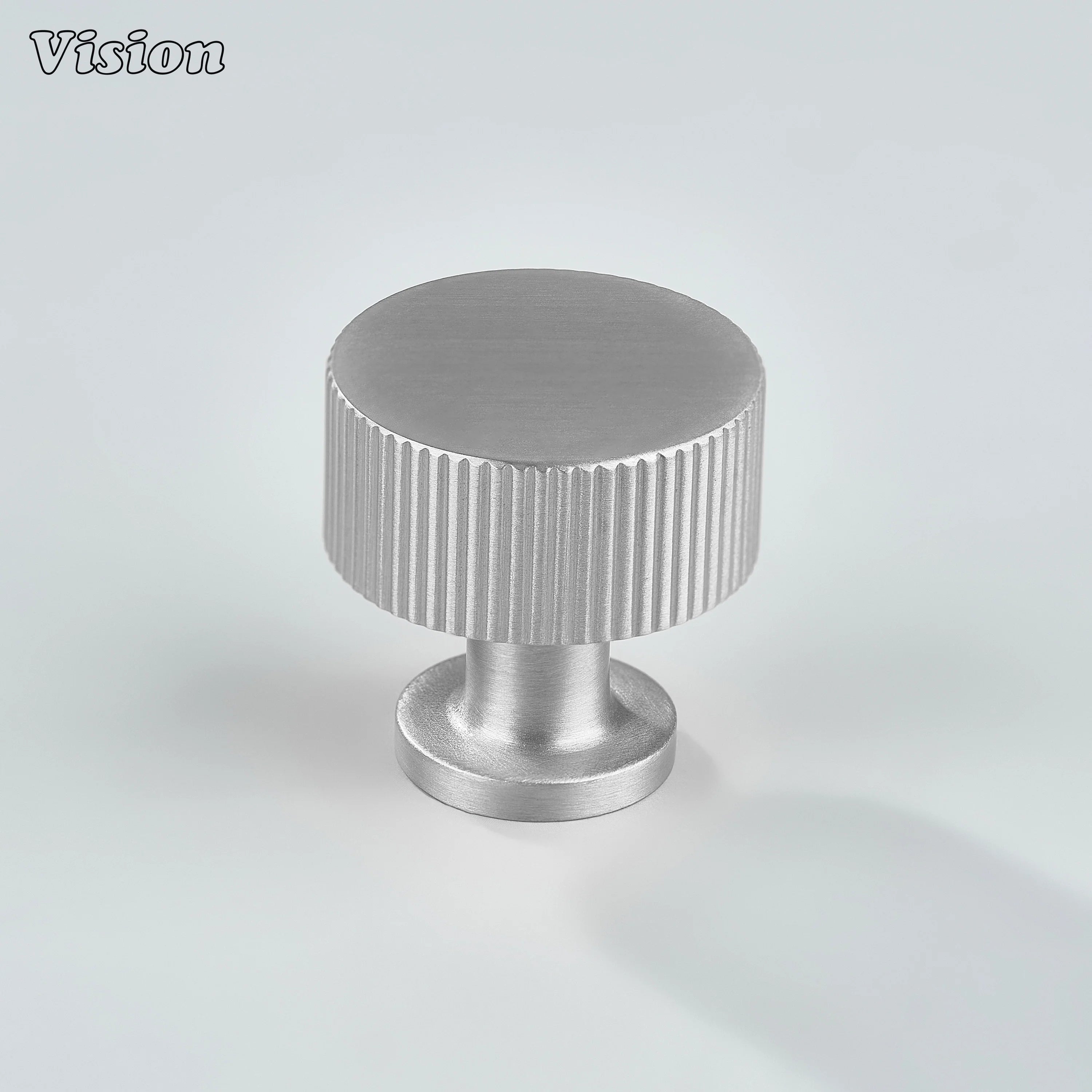 Linear knurled Silver cabinet knob for contemporary furniture hardware