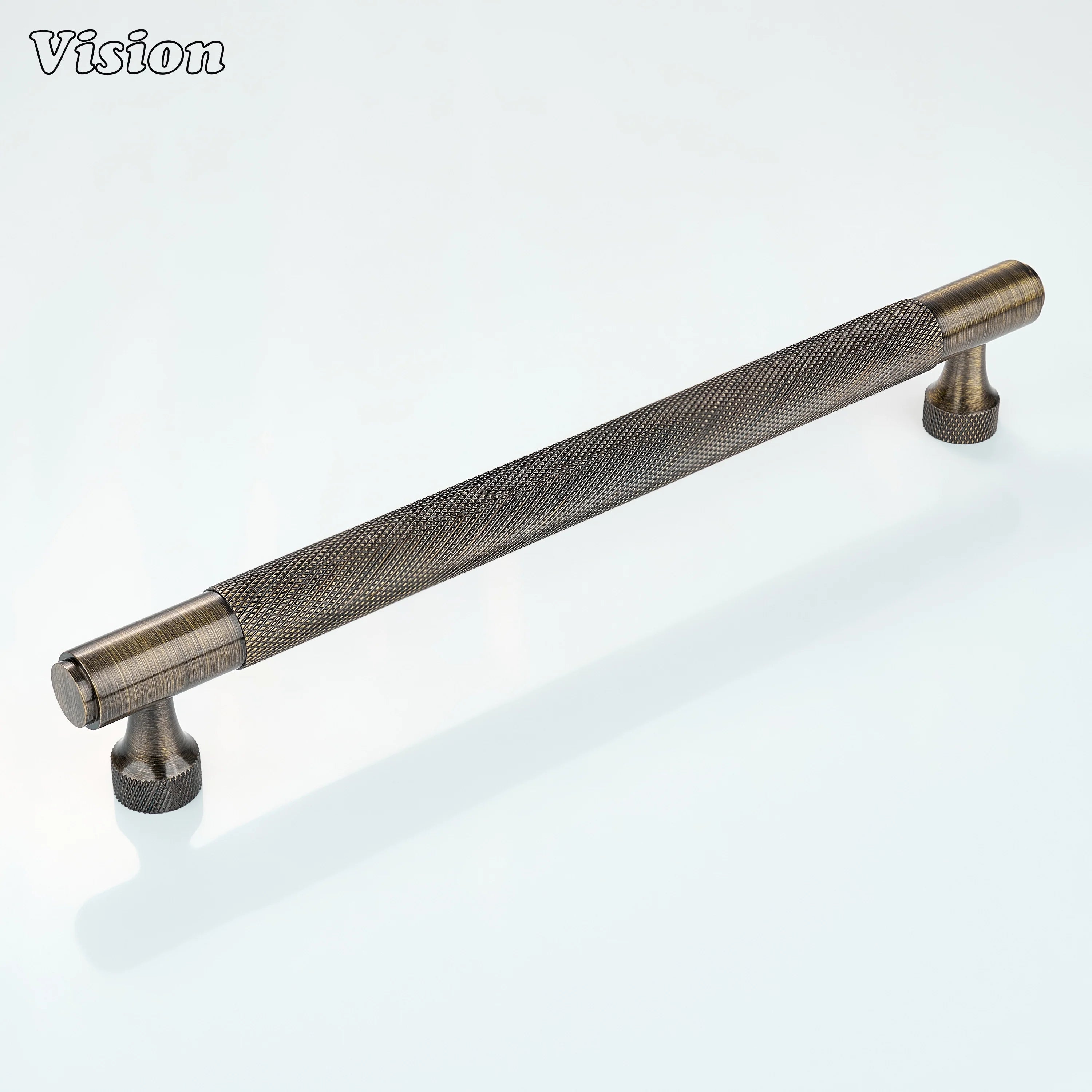 Antique Bronze brass knurled cabinet handle with bar profile for wardrobes