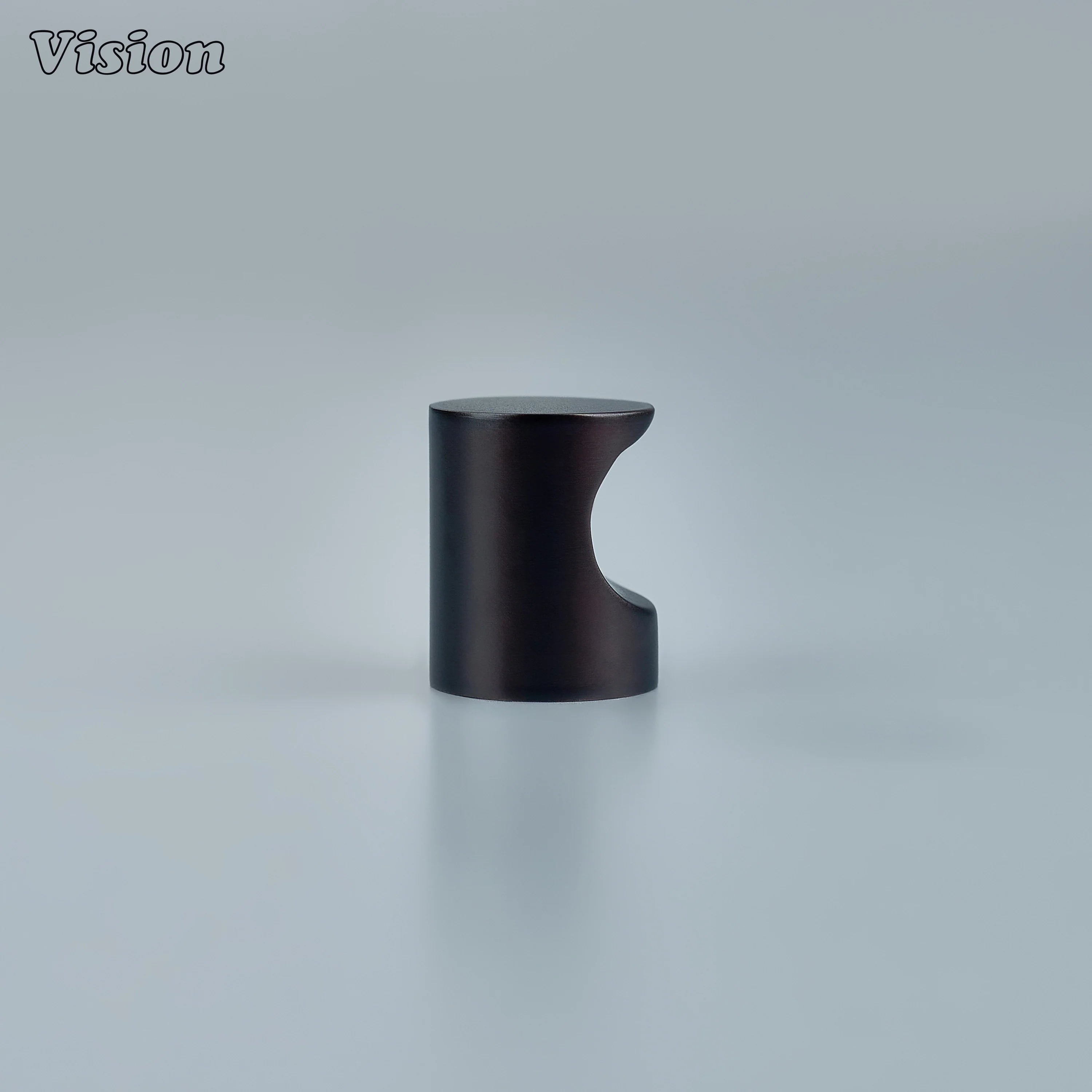 Oil Rubbed Bronze cabinet knob with smooth round shape and finger recess