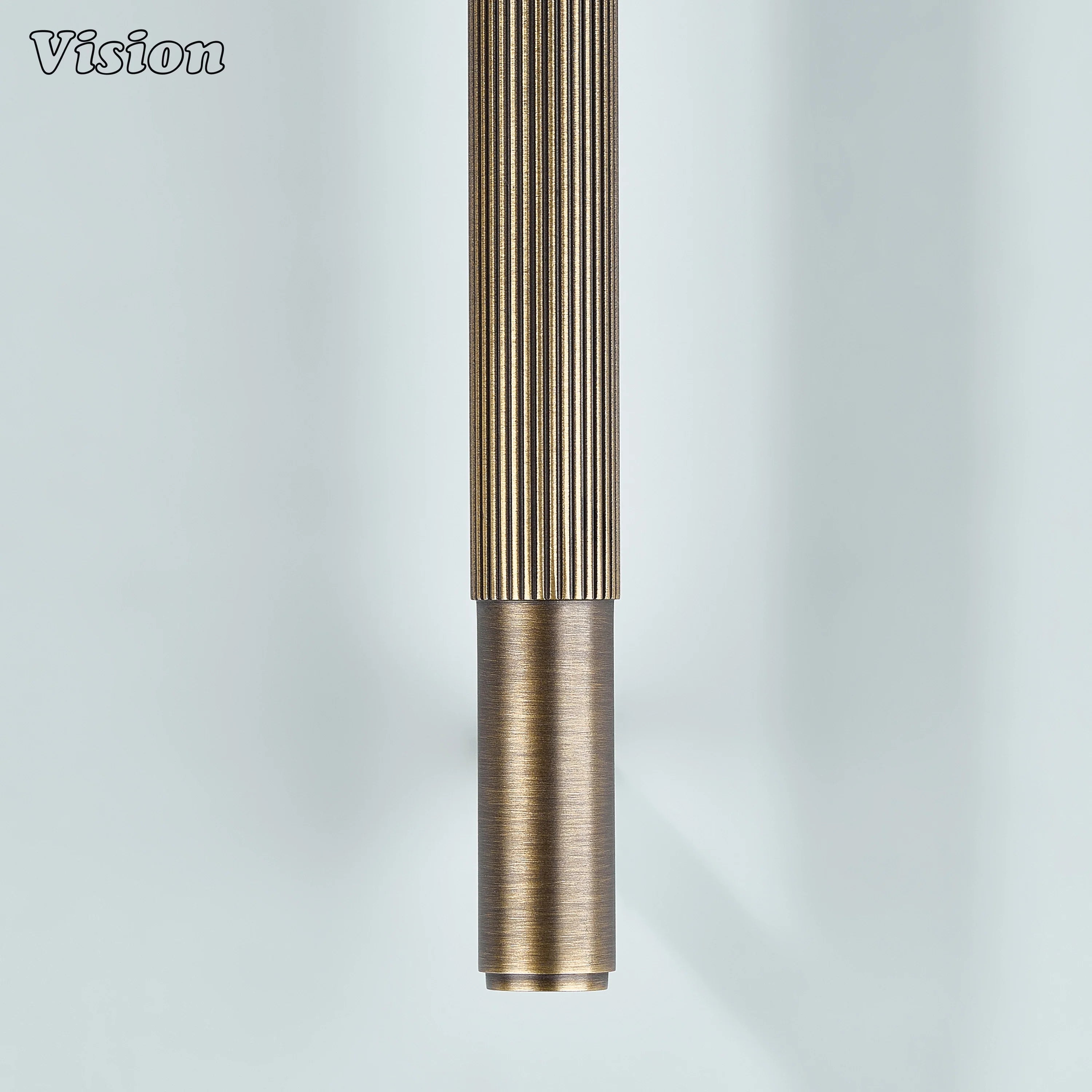 Durable antique bronze linear knurled handle for furniture.