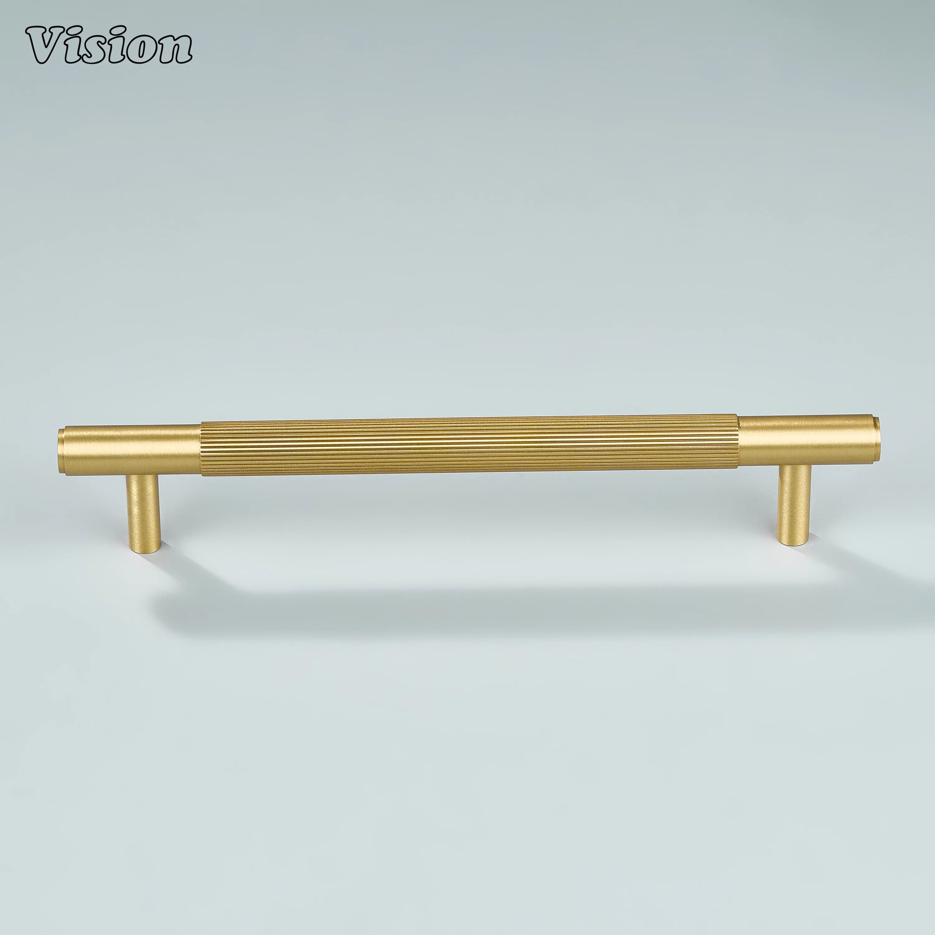 Premium gold linear cabinet handle with satin brass body.