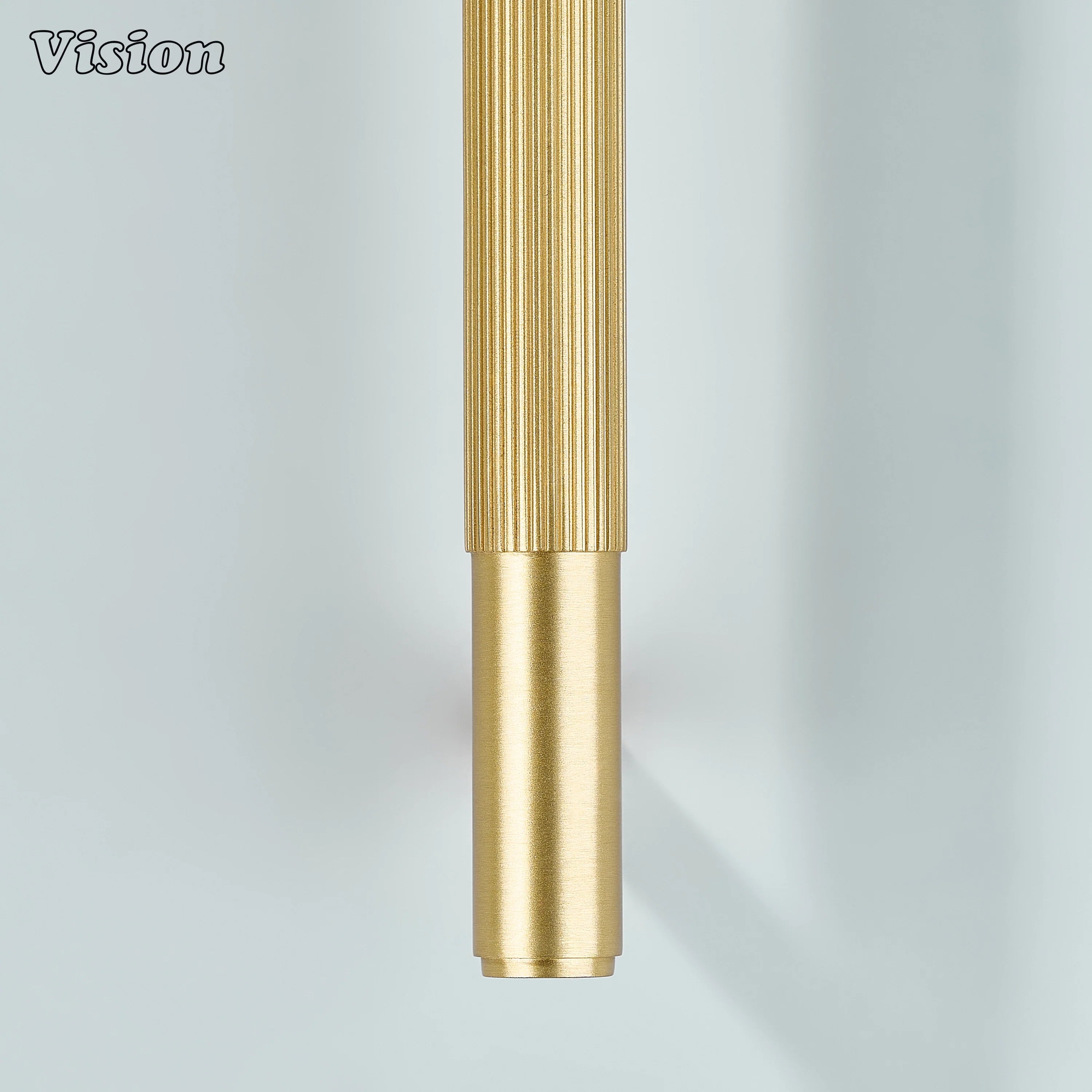 Satin brass gold handle with fine linear knurling for durability.