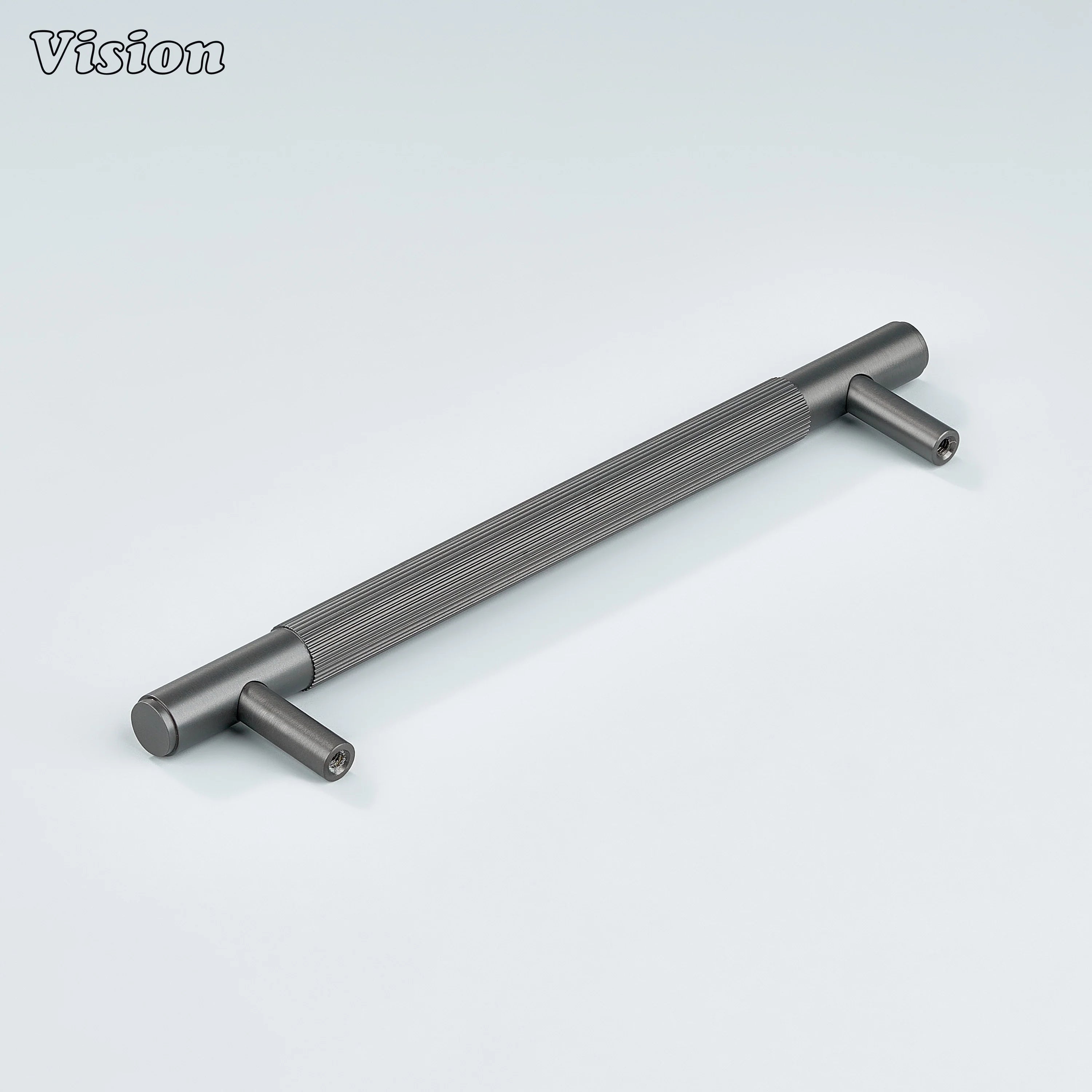 Durable satin brass gunmetal handle with precision knurling.