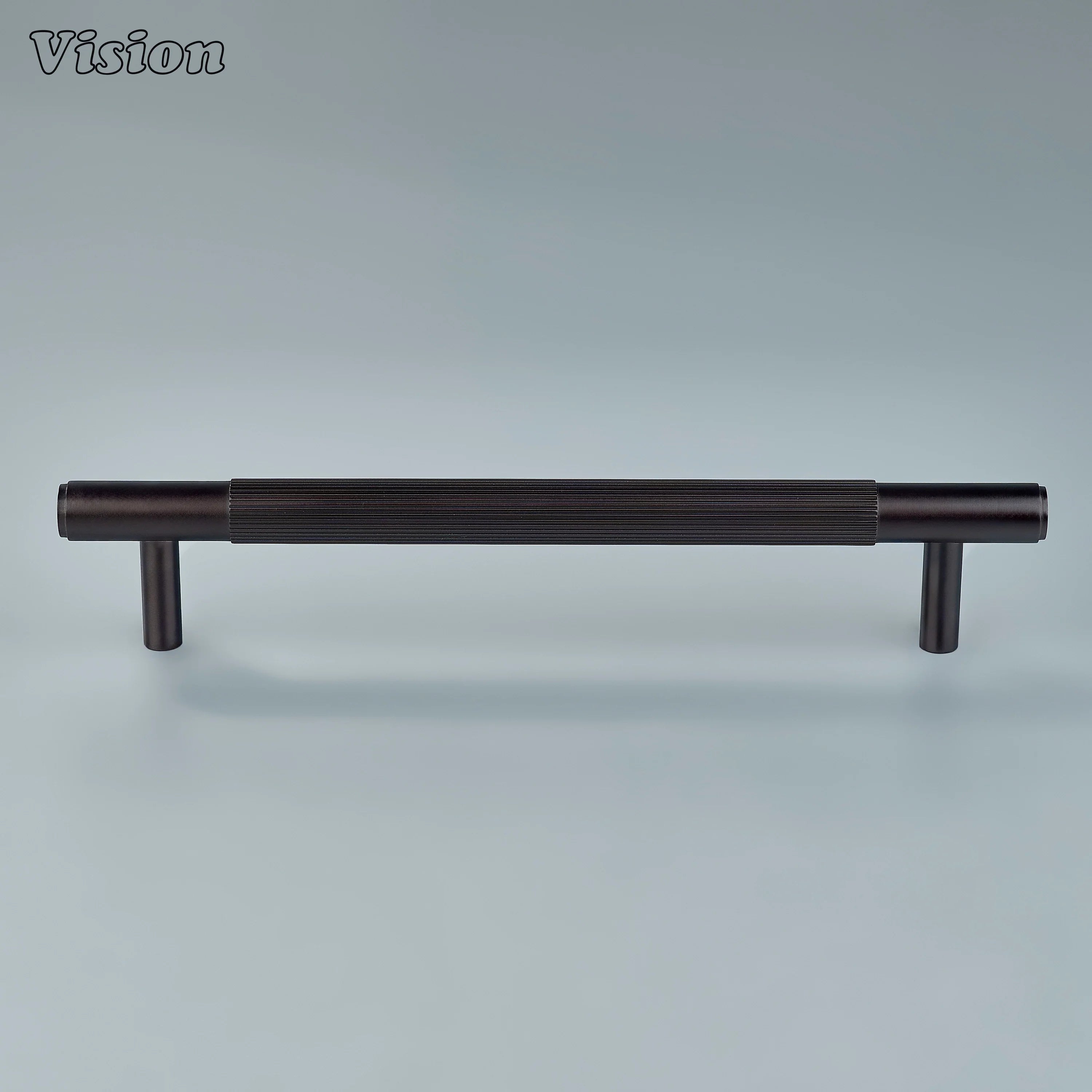 Sleek oil rubbed bronze cabinet handle for furniture hardware.