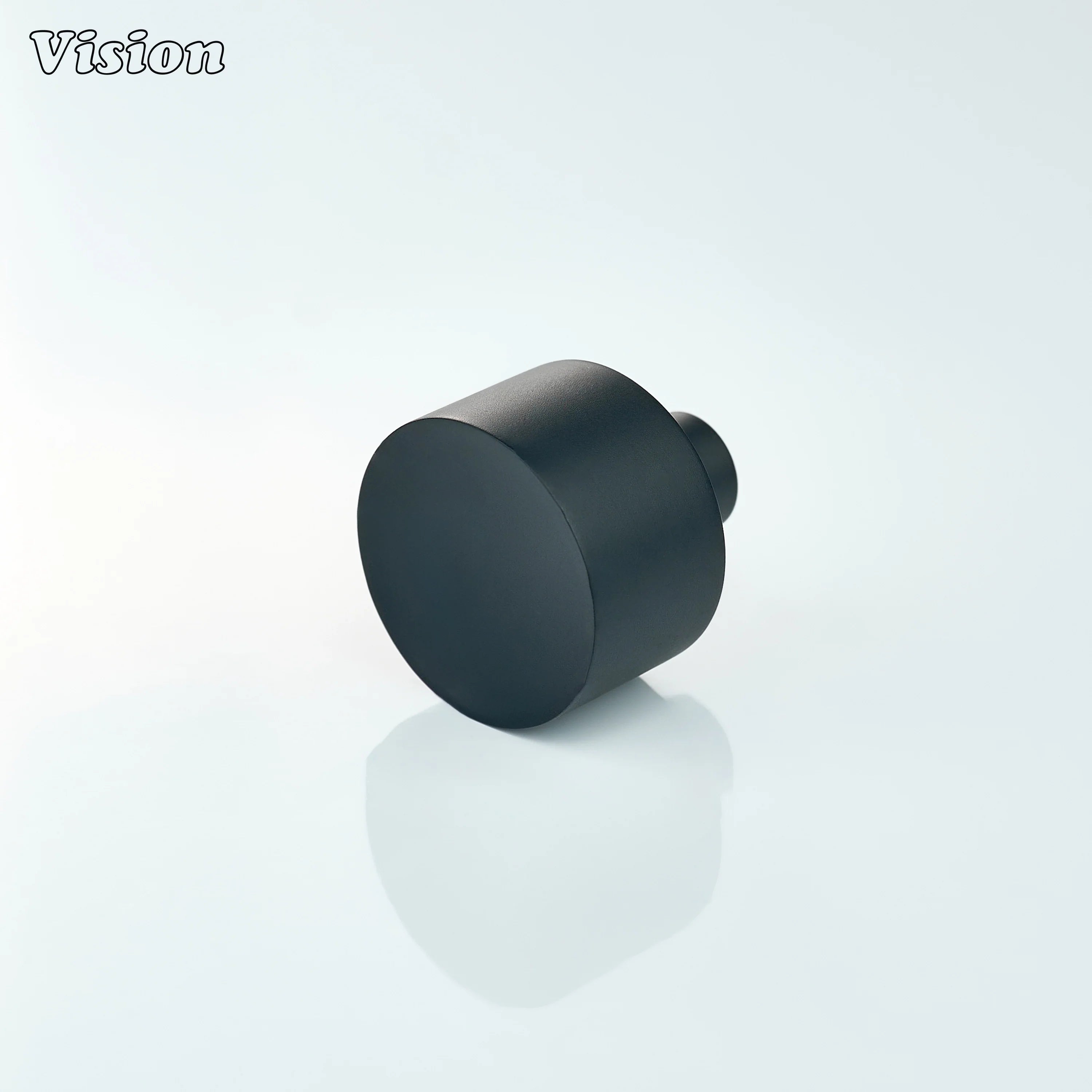 Black solid brass cabinet knob with plain round profile for kitchen cabinets