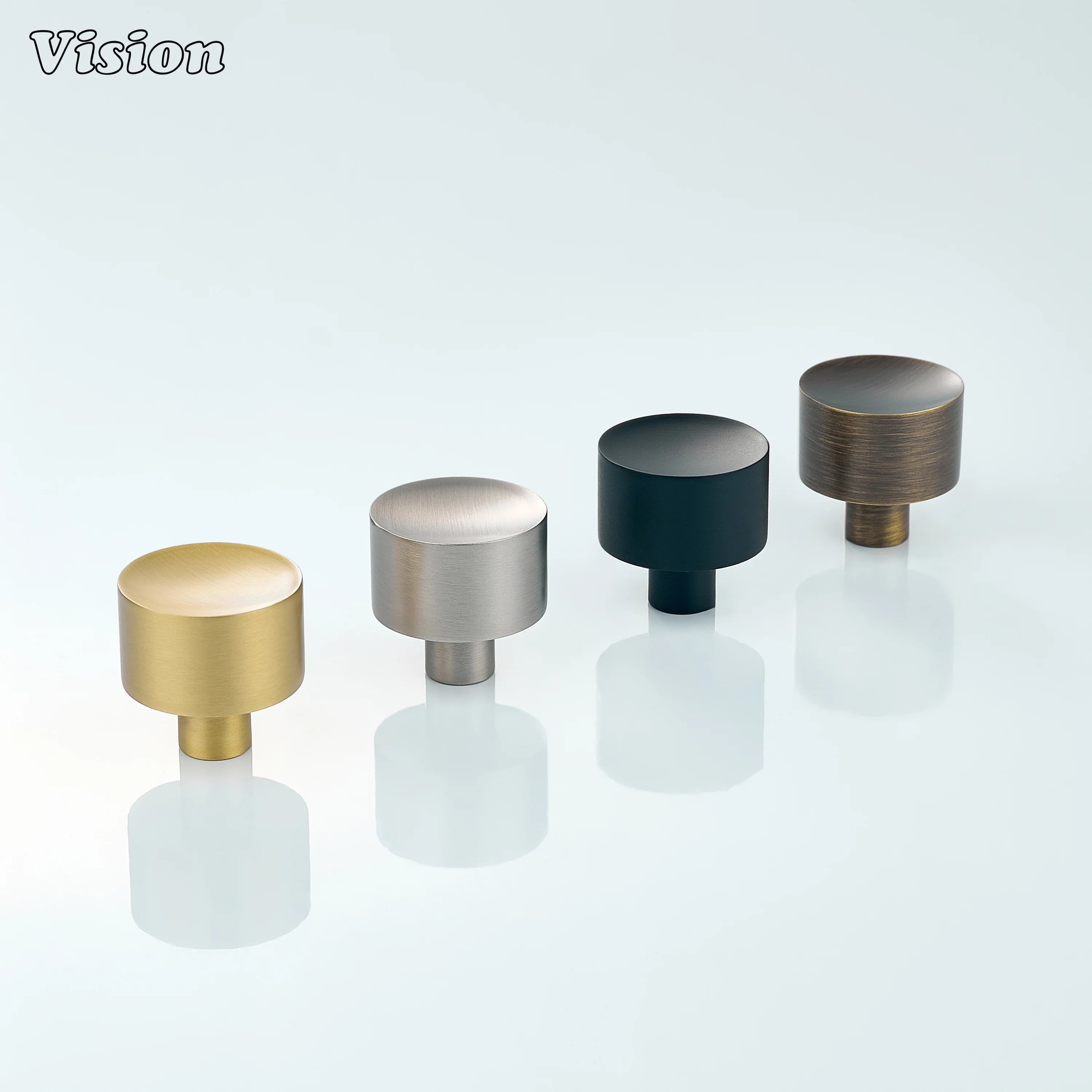 Plain round cabinet knob in Black finish for wardrobes and drawer furniture