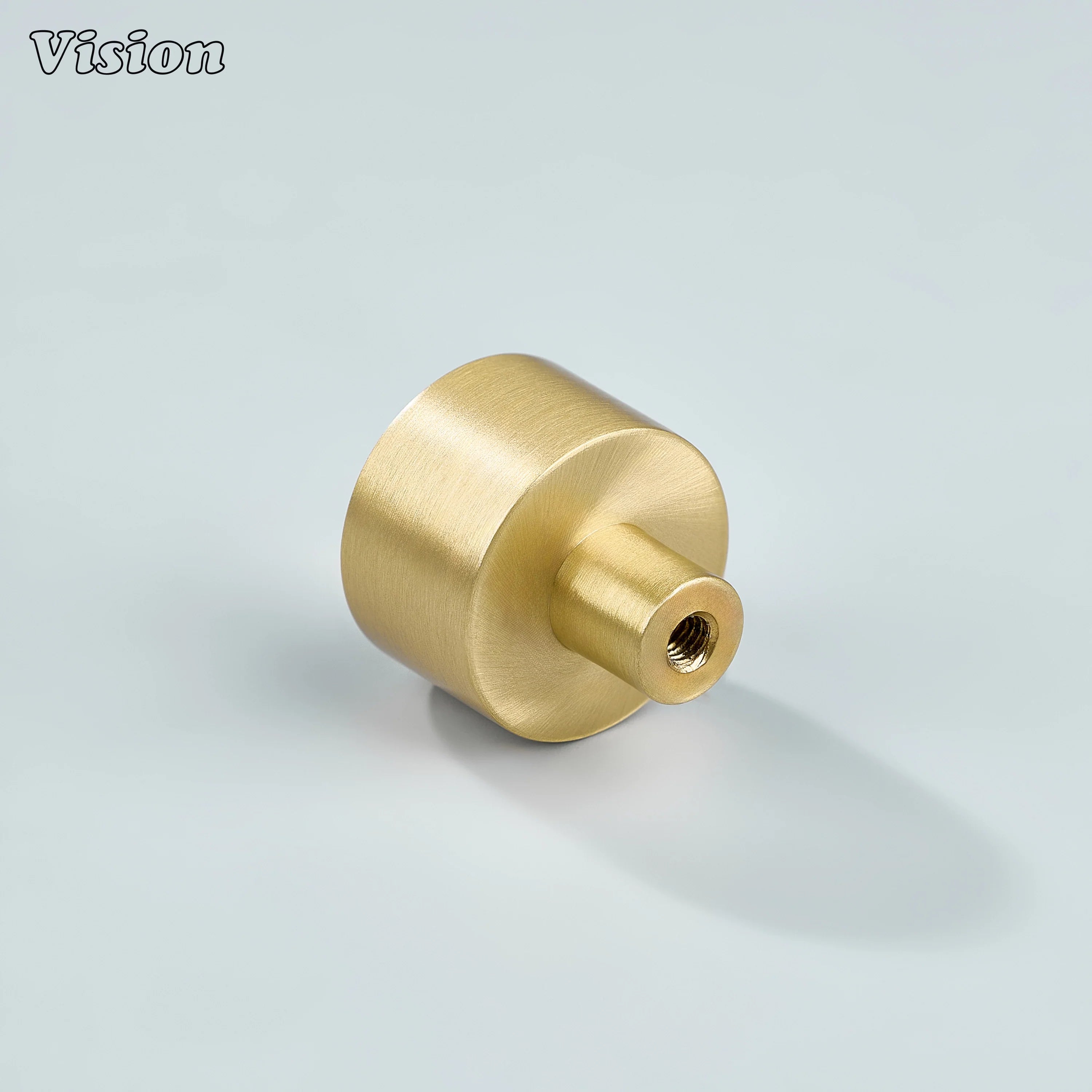 Gold round cabinet knob made from solid brass for contemporary cabinet doors