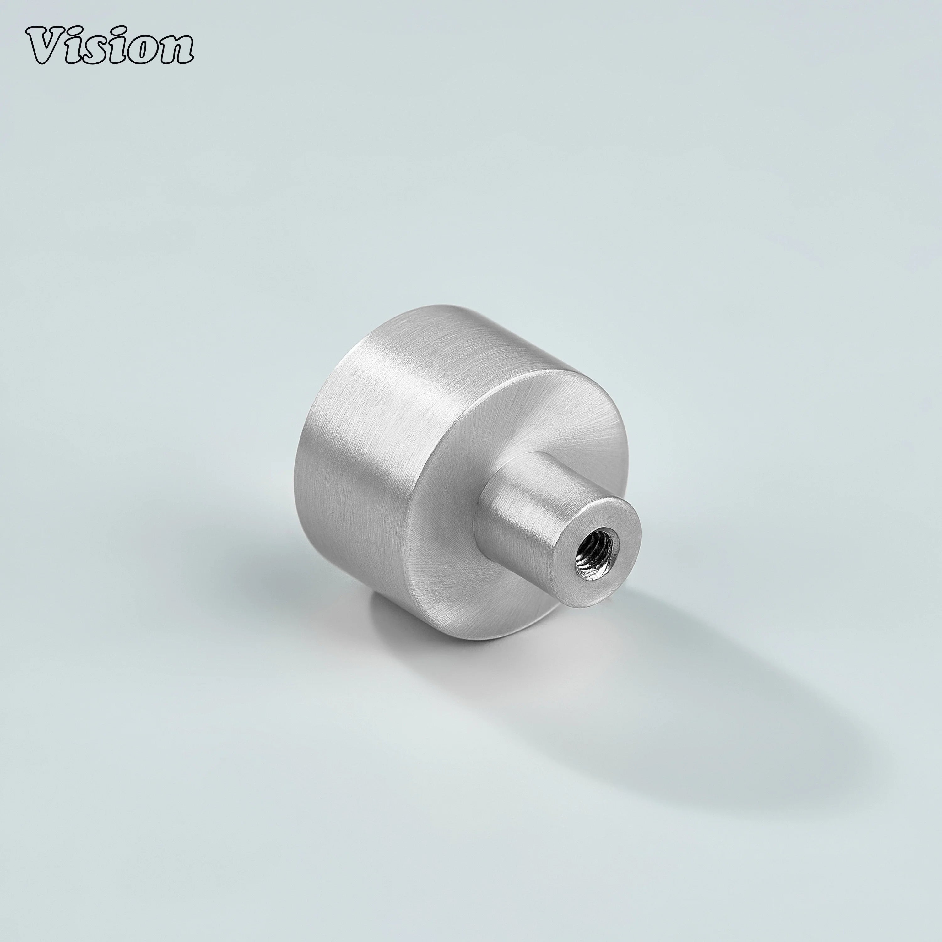 Silver round cabinet knob made from solid brass for furniture cabinetry