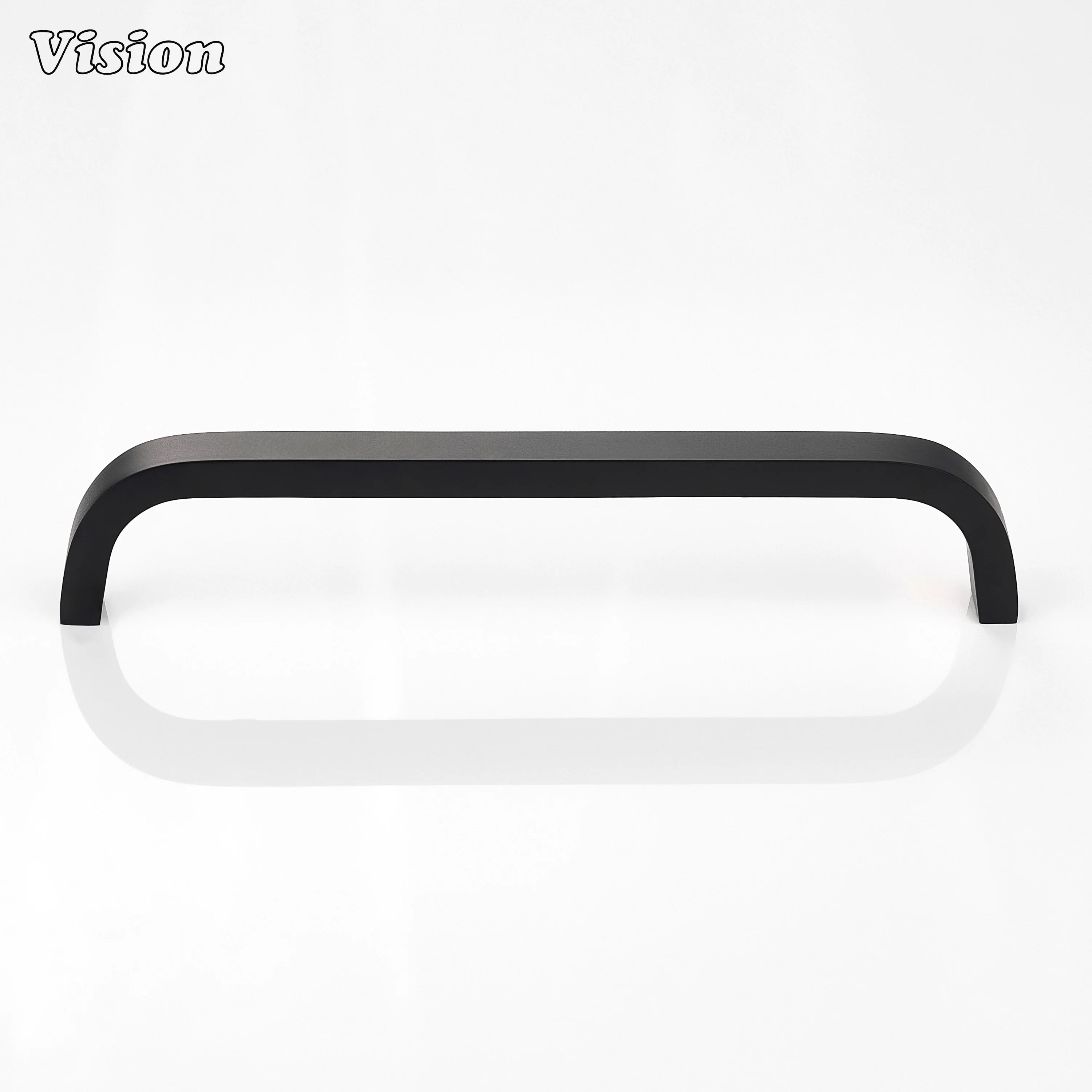 Black cabinet handle minimalist curved bar for kitchen drawers