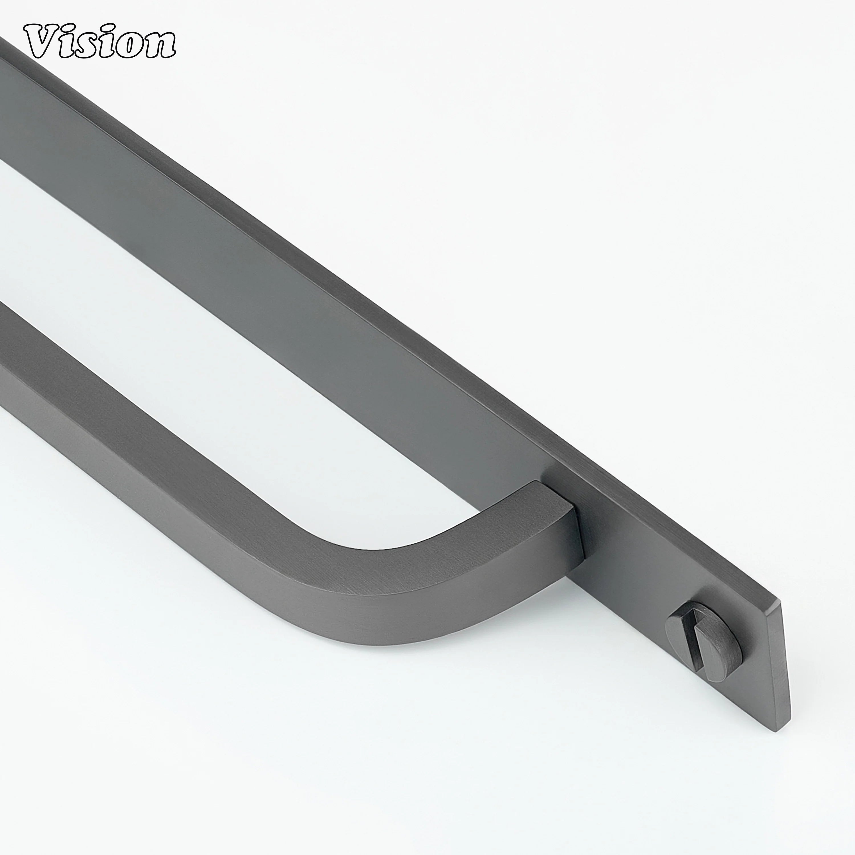Gunmetal cabinet handle with backplate suitable for contemporary cabinetry