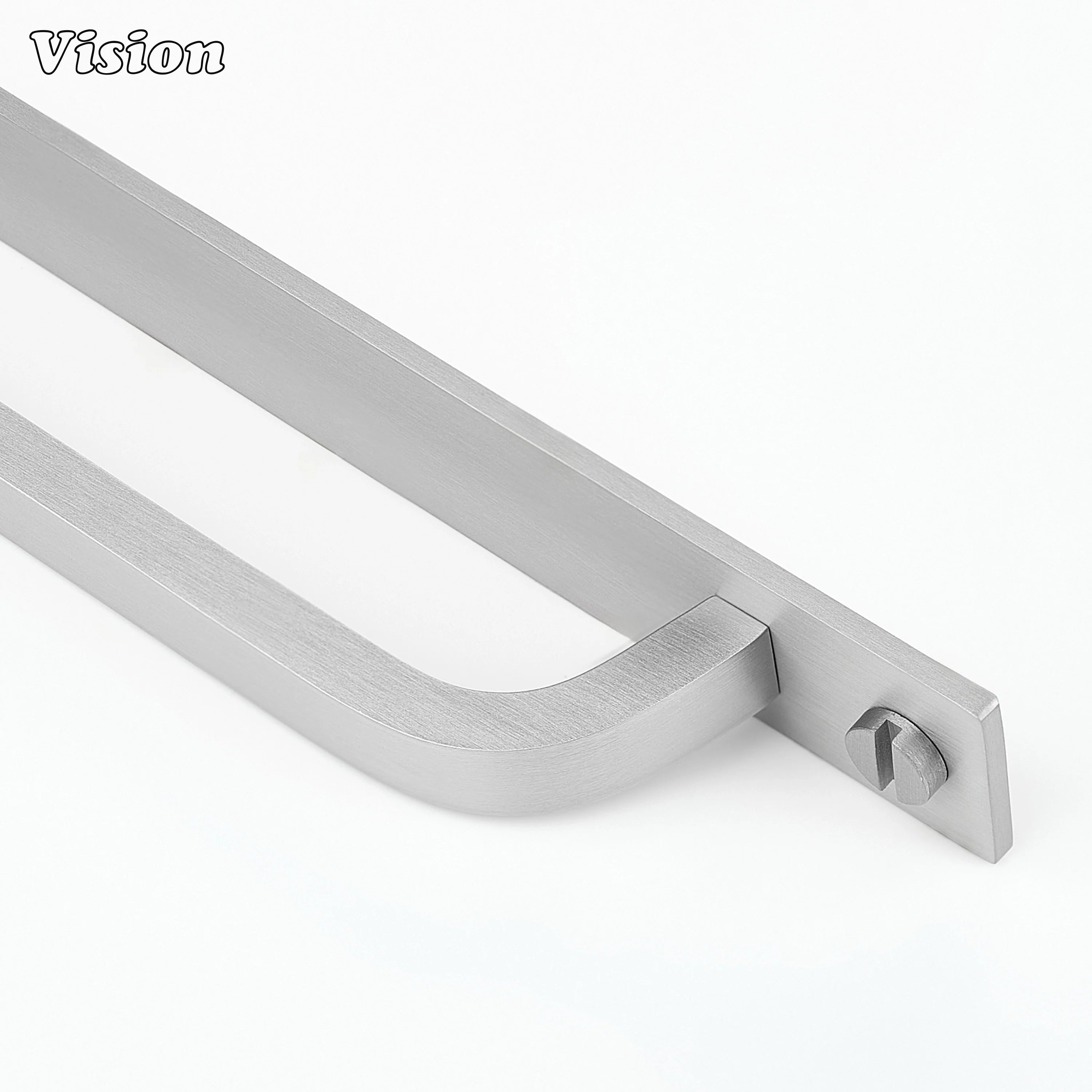Plain profile Silver cabinet handle with backplate for storage furniture
