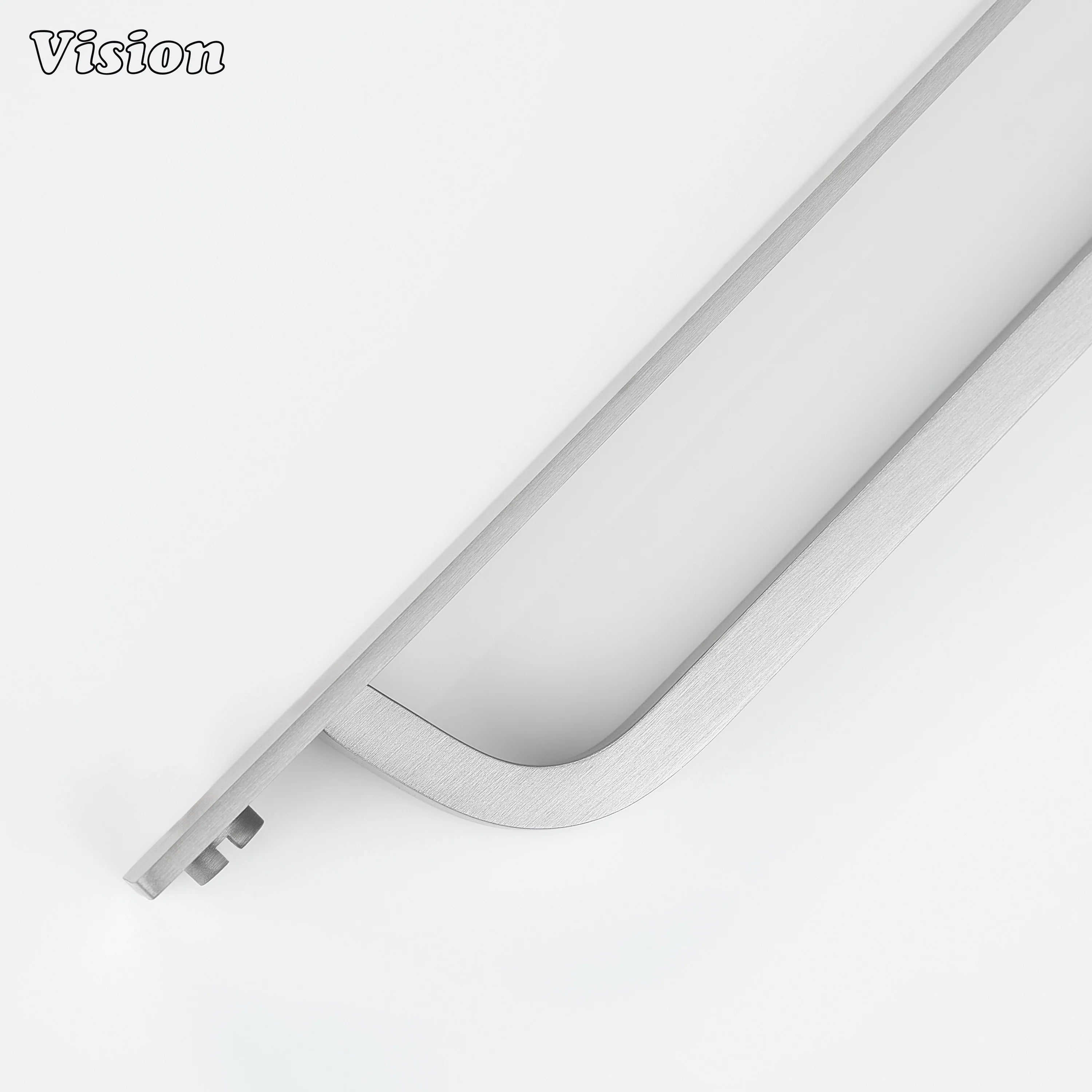 Silver cabinet handle with backplate suitable for contemporary cabinetry