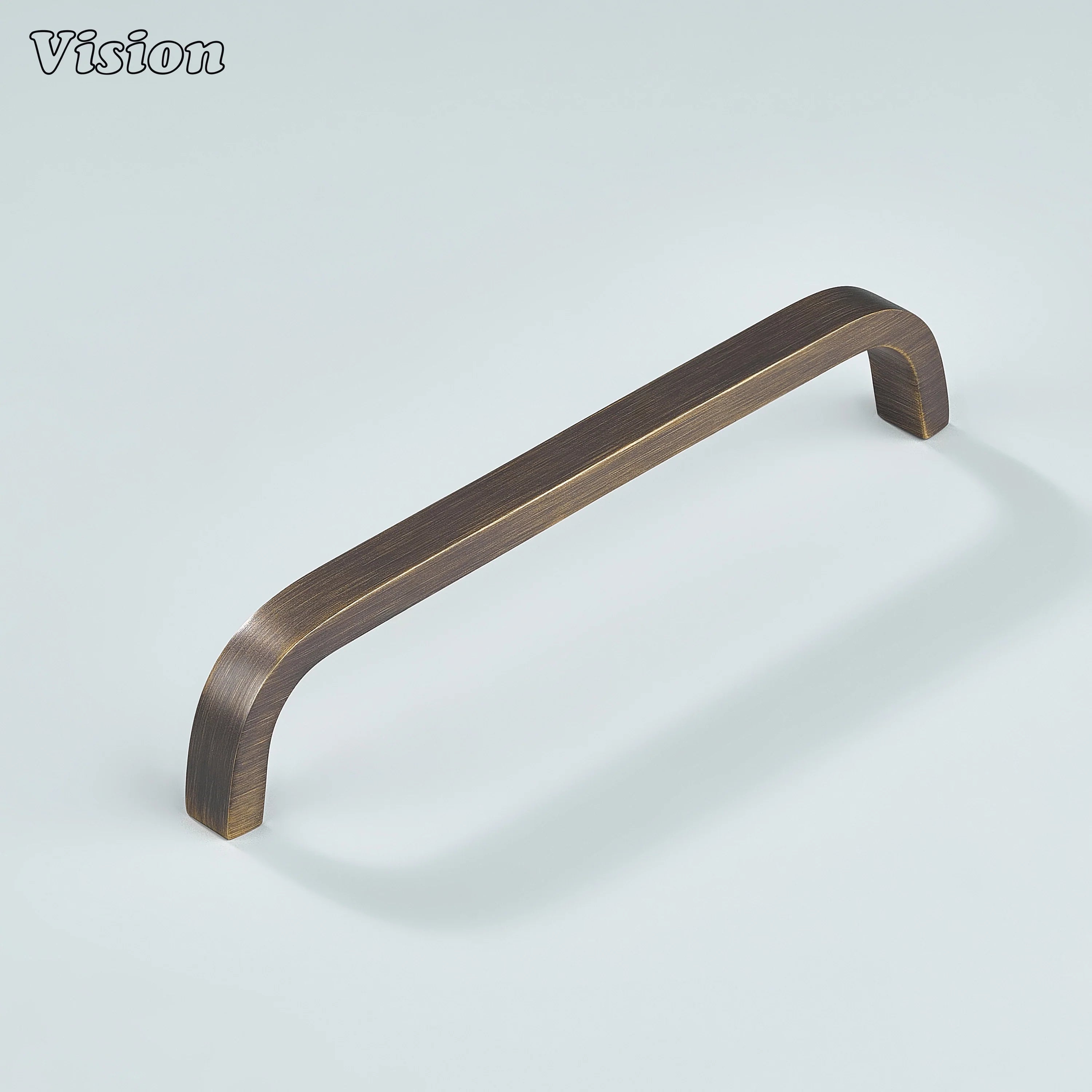 Brass antique bronze curved handle for furniture and drawers.