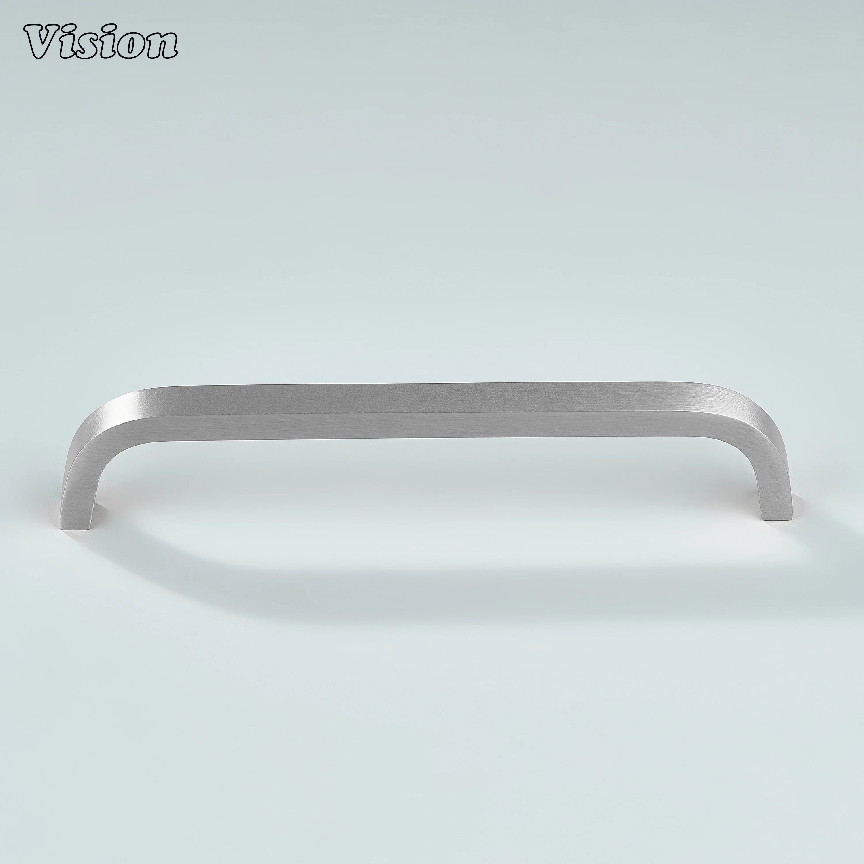 Knight curved cabinet handle in satin silver finish for furniture.