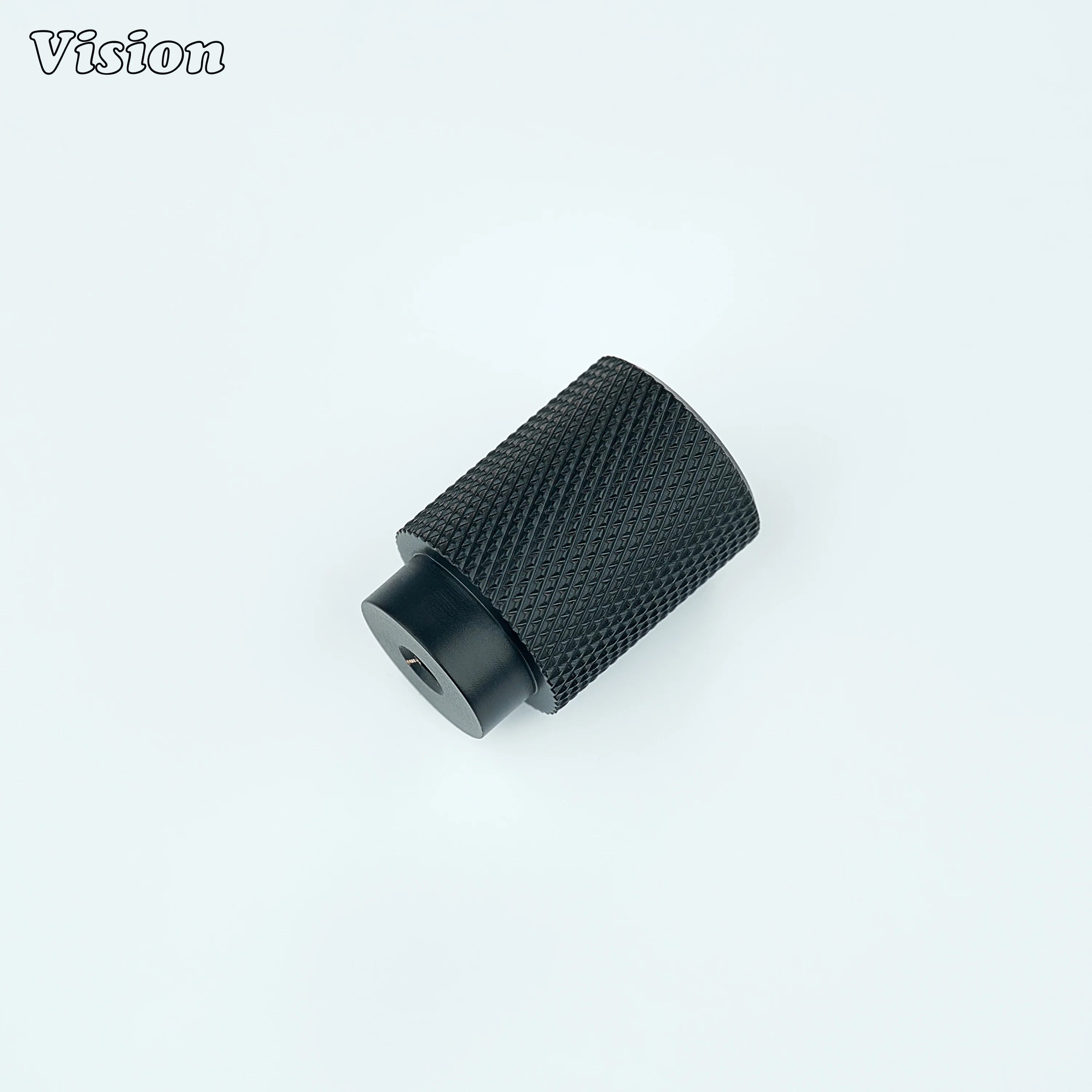 Modern Black cabinet knob with knurled surface detailing