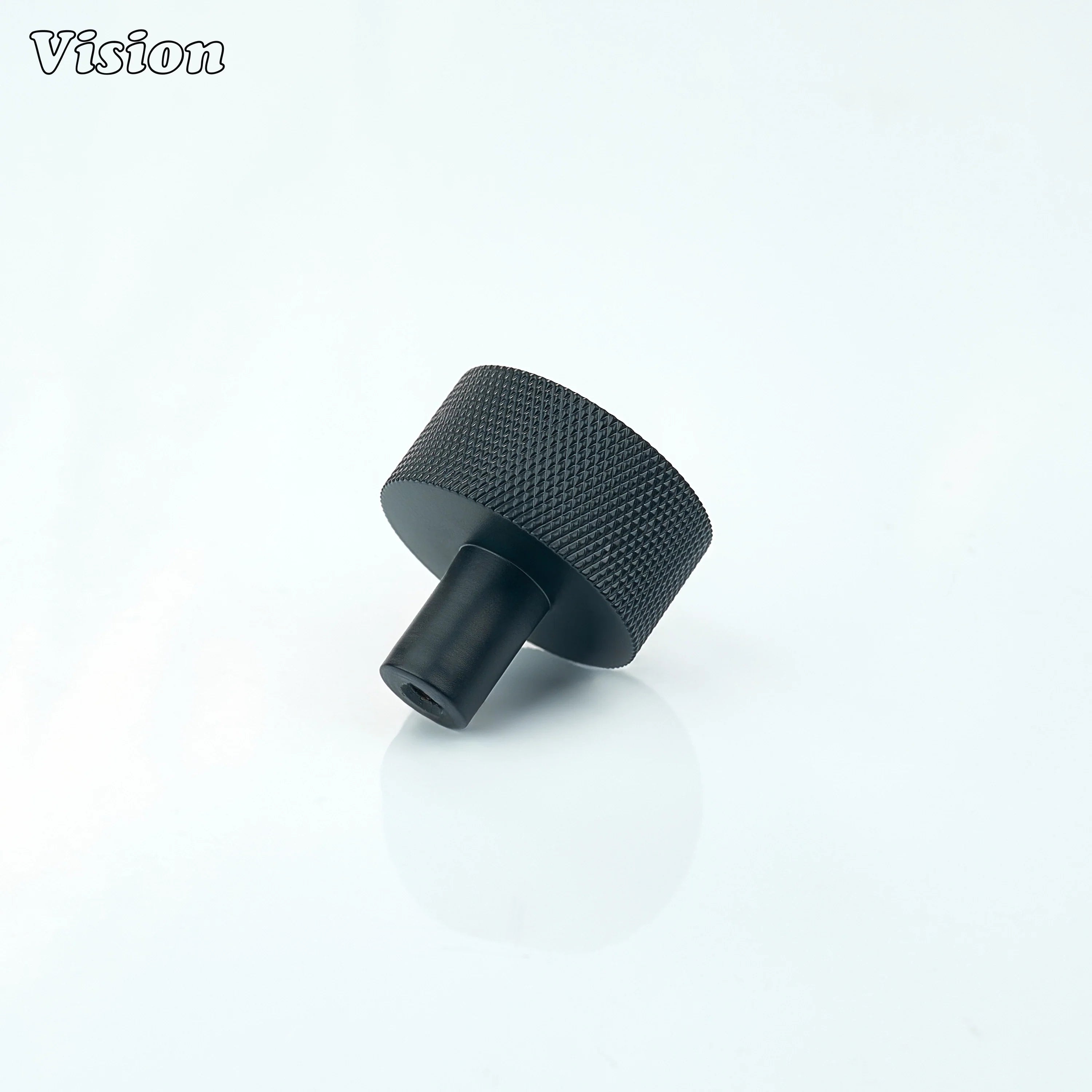 Black finish cabinet knob with circular profile for furniture use