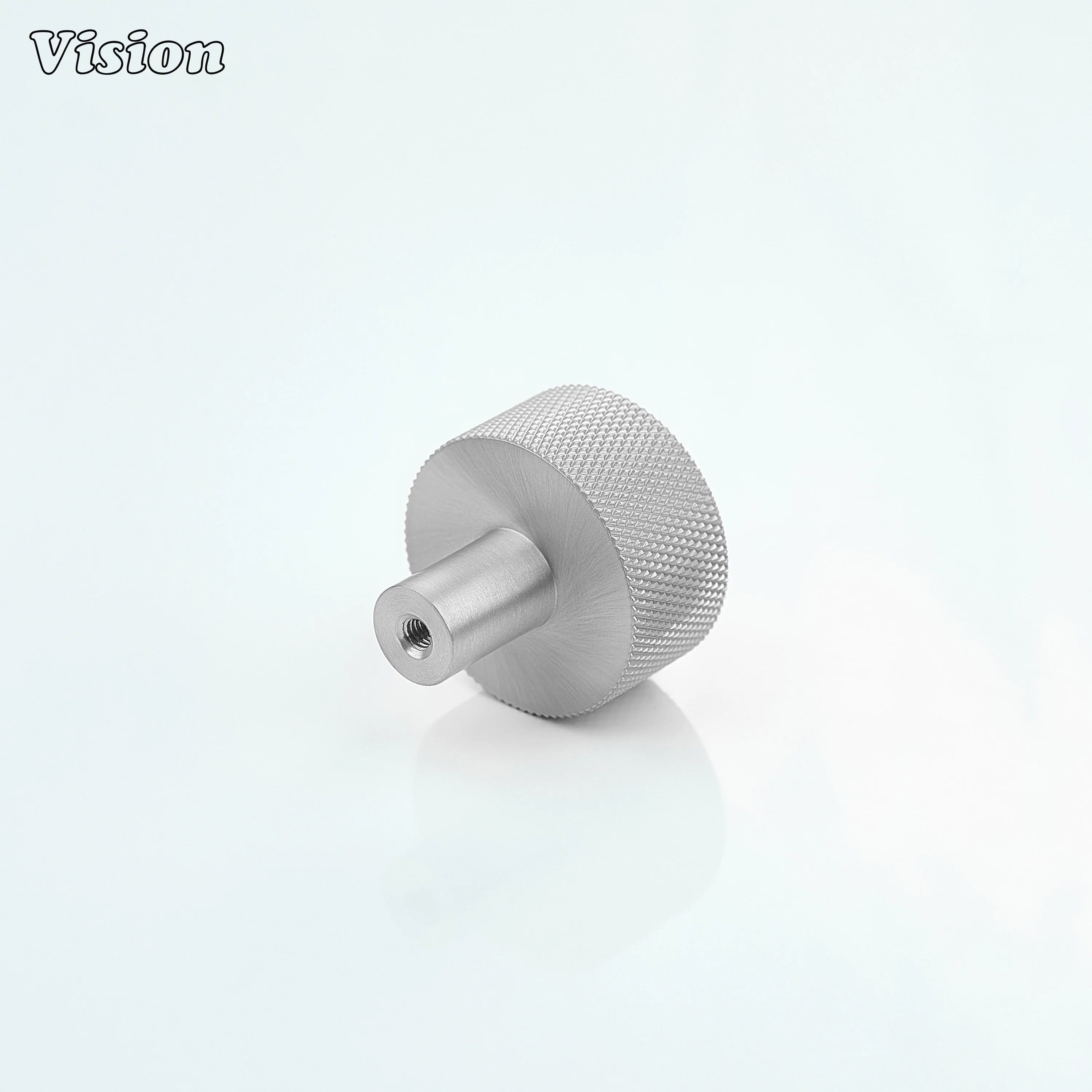 Silver finish cabinet knob with circular design for furniture use