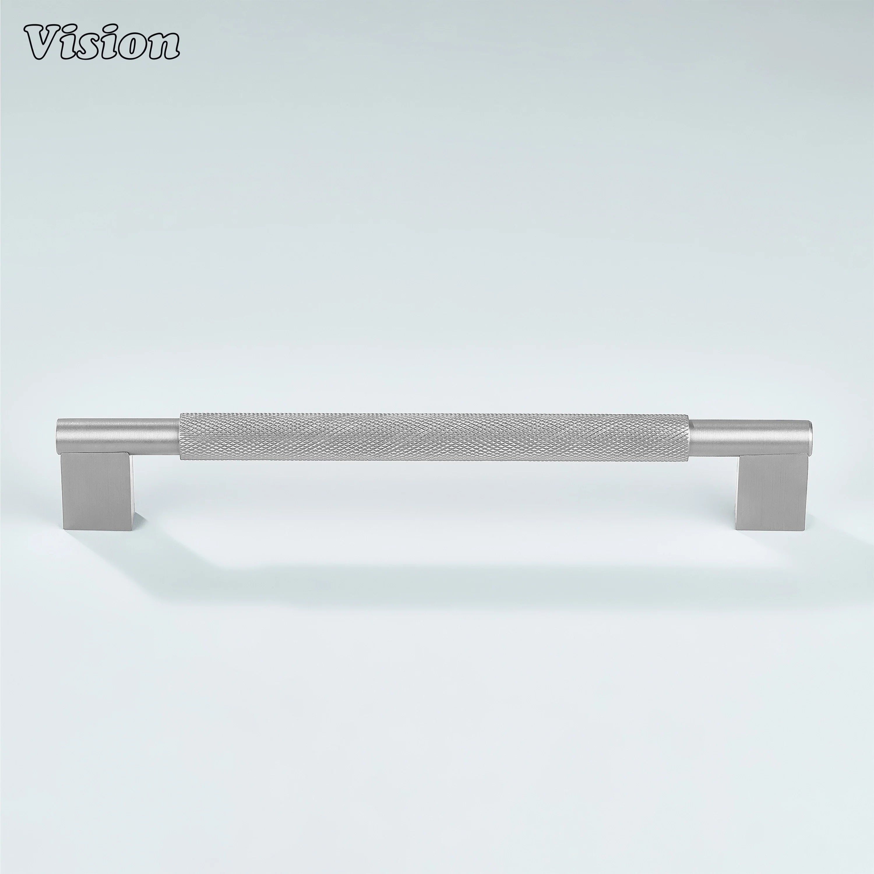 Silver knurled brass Kronos handle used for wardrobe doors