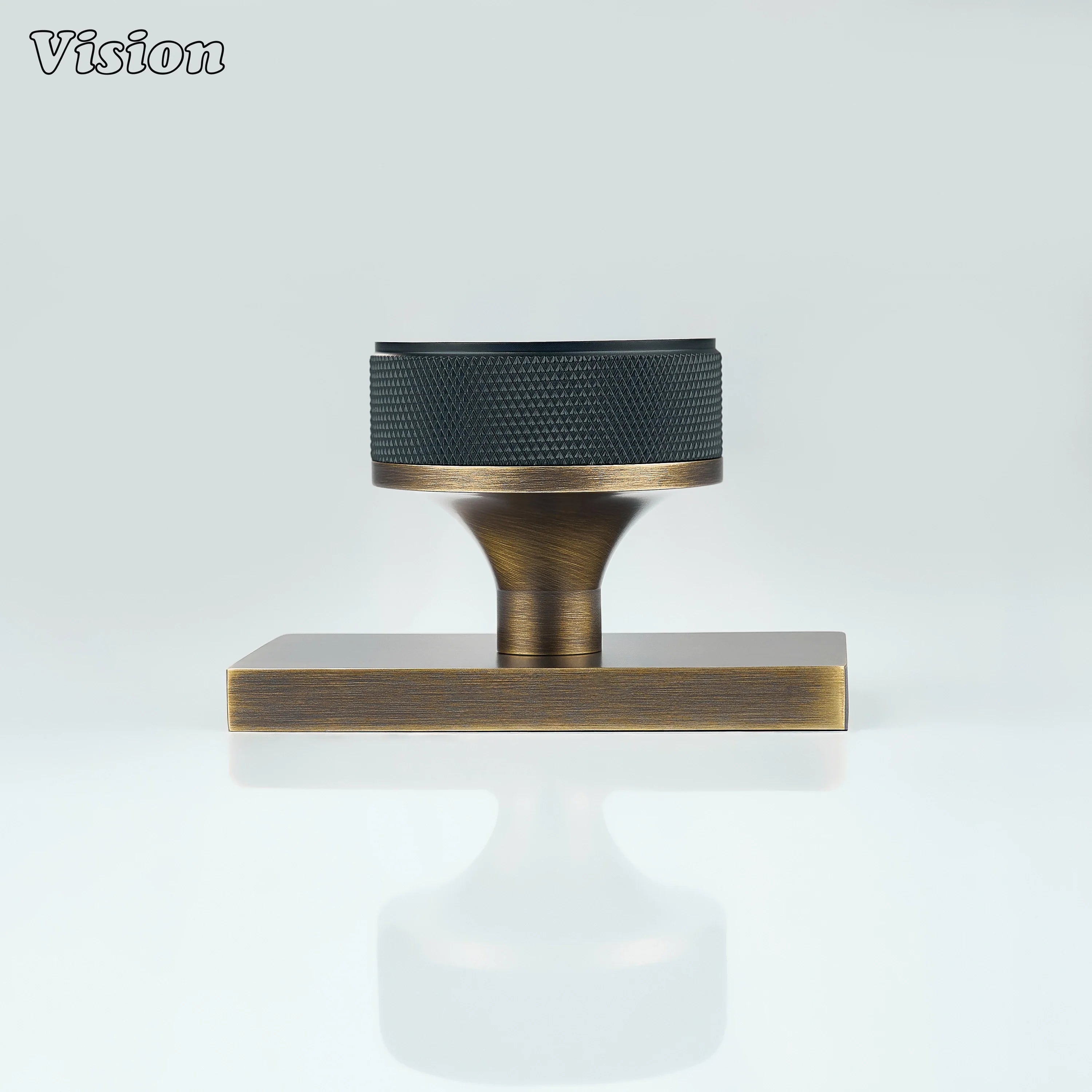Black and Antique Bronze knurled round door knob for minimalist spaces
