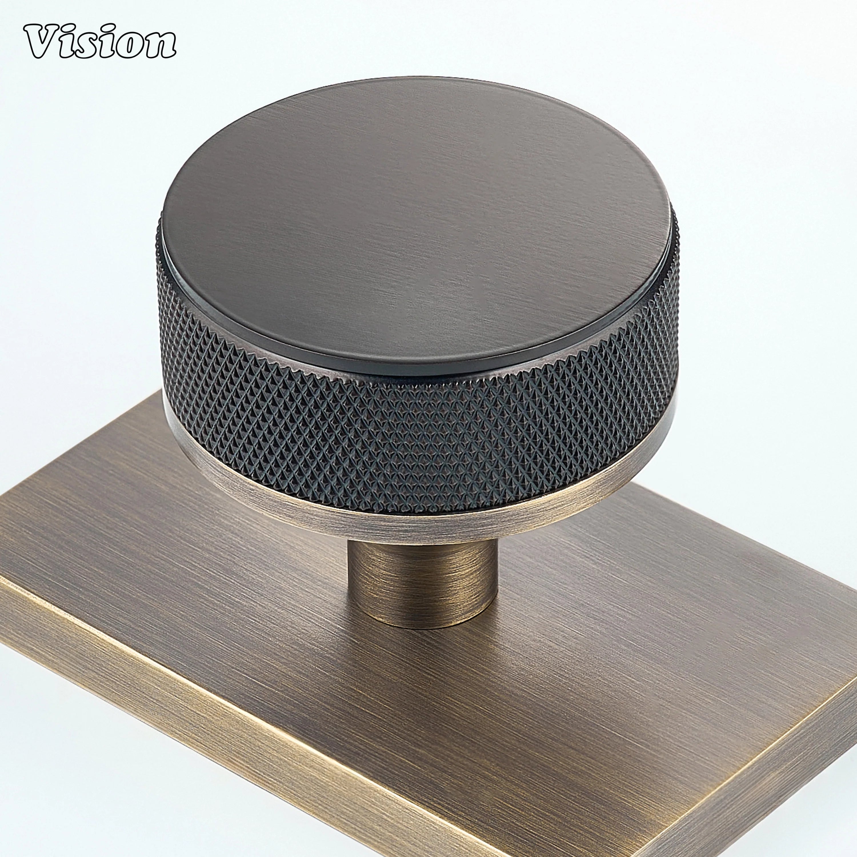 Oil Rubbed Bronze and Antique Bronze solid brass door knob with rectangular backplate
