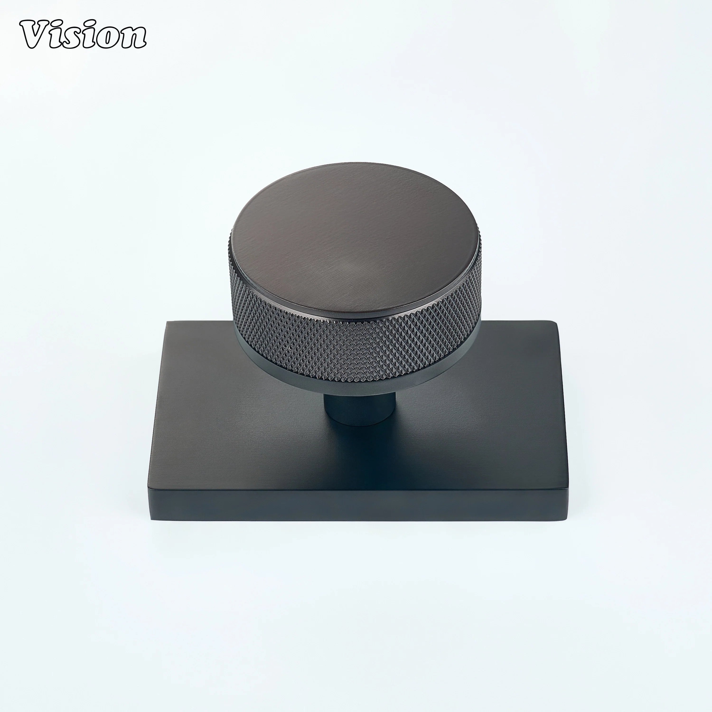 Oil Rubbed Bronze and Black door knob with knurled grip and black conceal plate