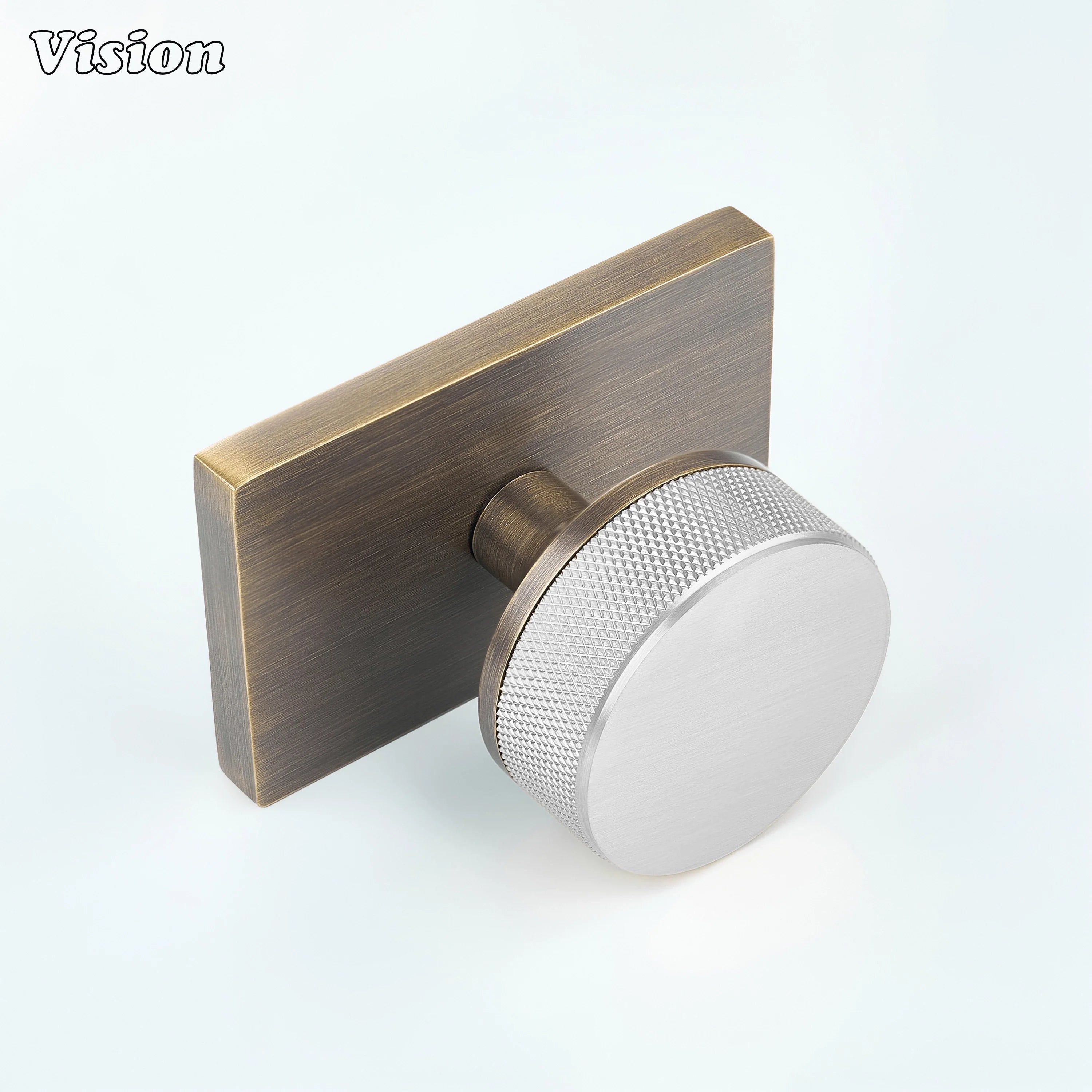 Silver and Antique Bronze round knurled brass door knob for door hardware