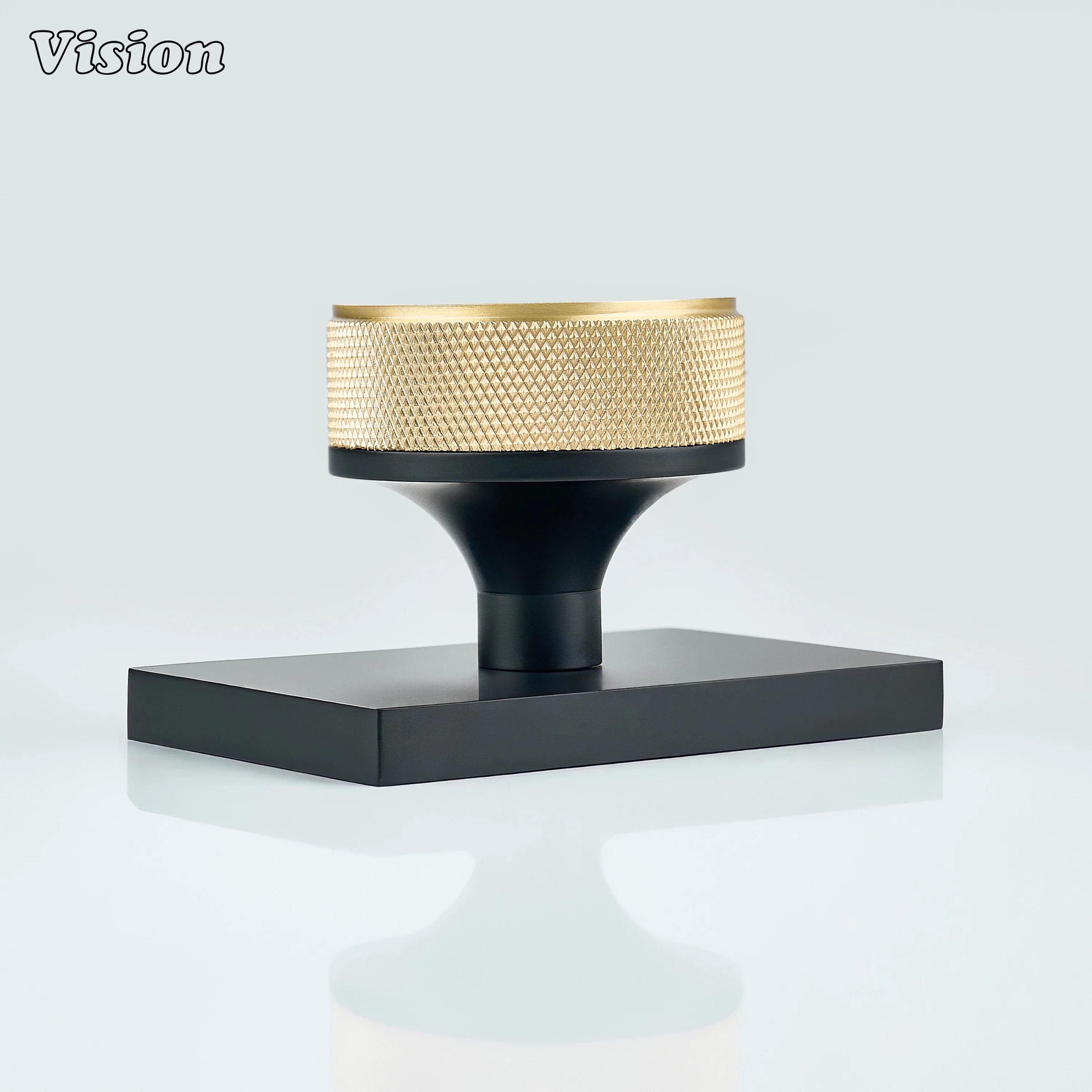 Gold and Black round knurled brass door knob for contemporary door hardware