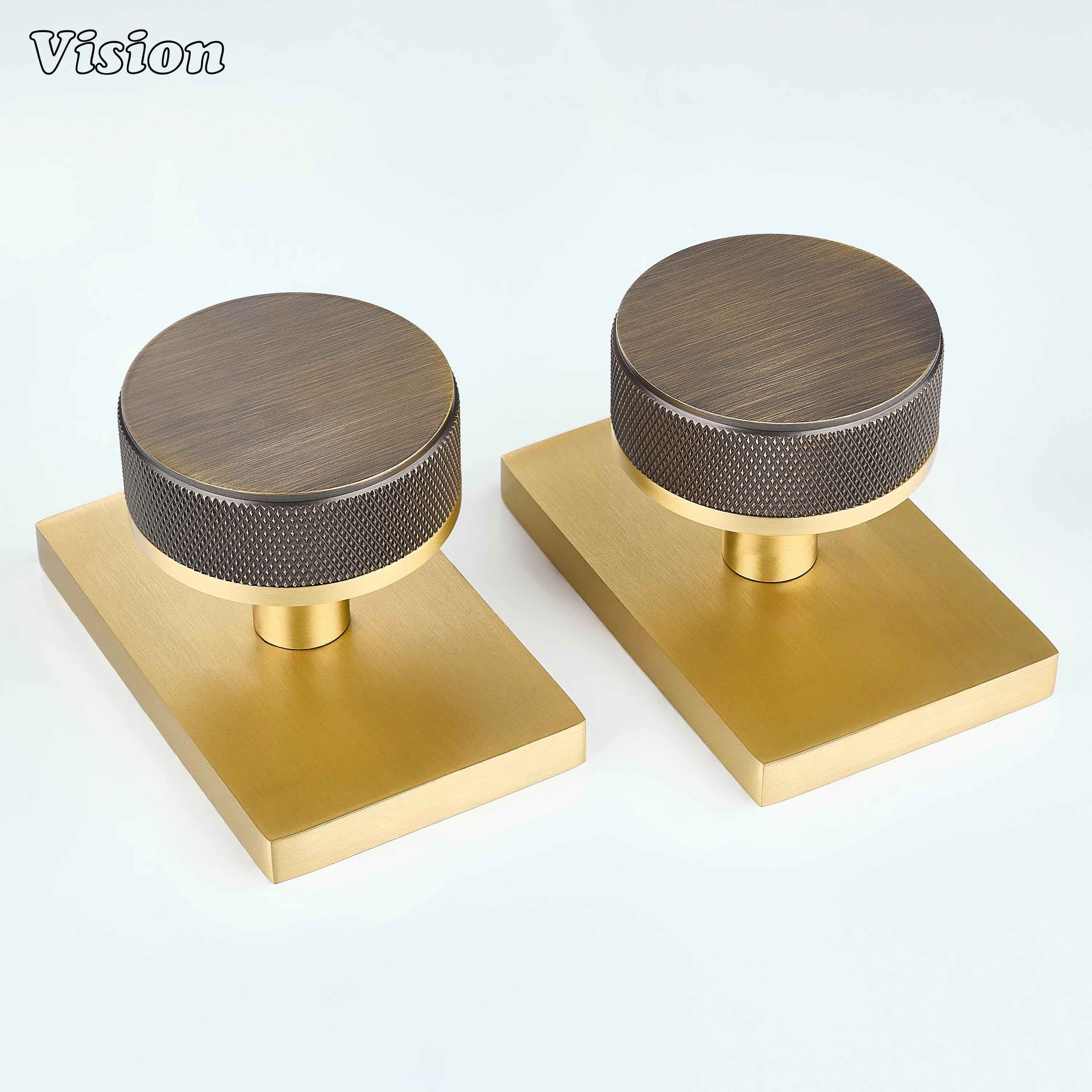 Antique Bronze and Gold round knurled door knob for modern interior doors