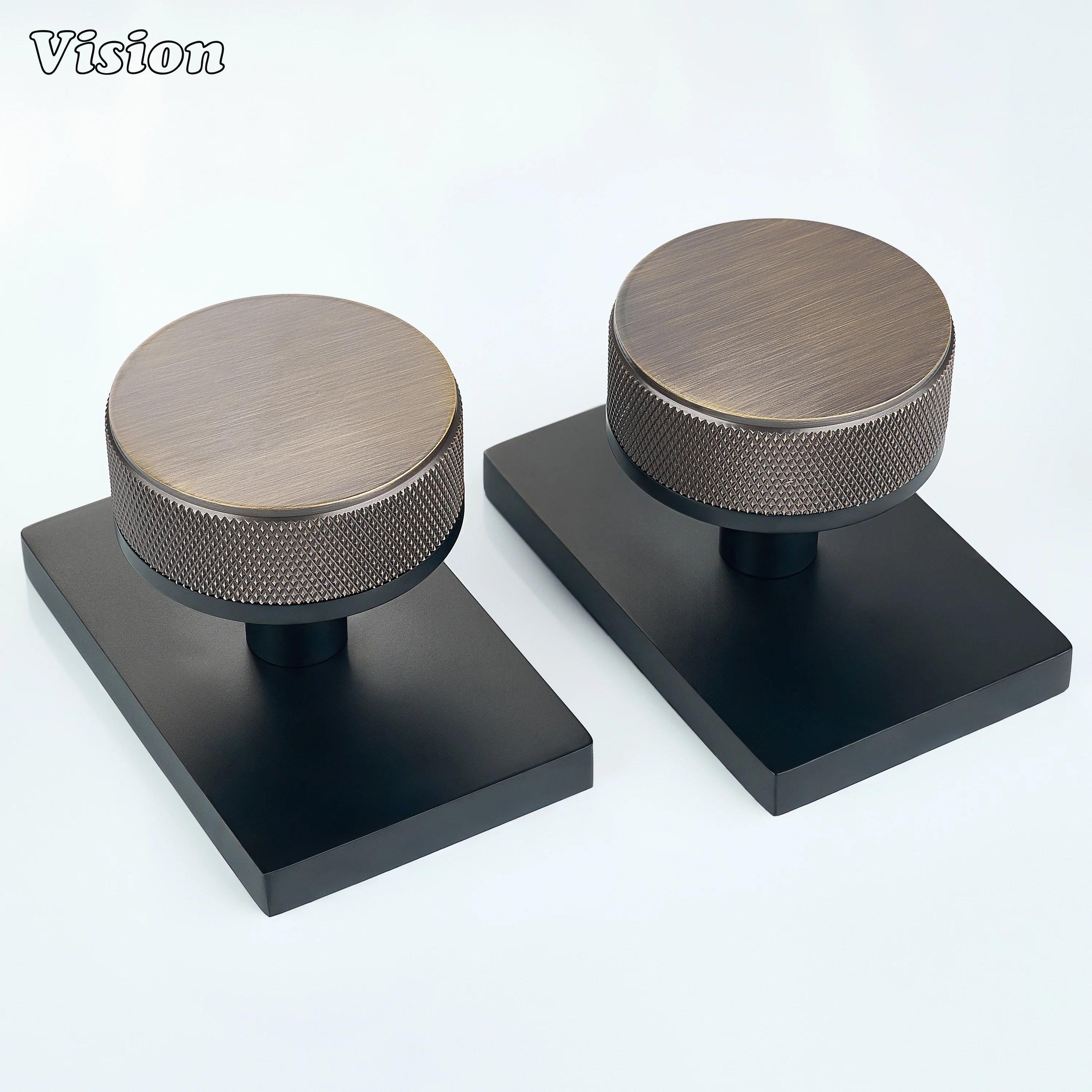 Antique Bronze and Black round knurled door knob for modern interior doors