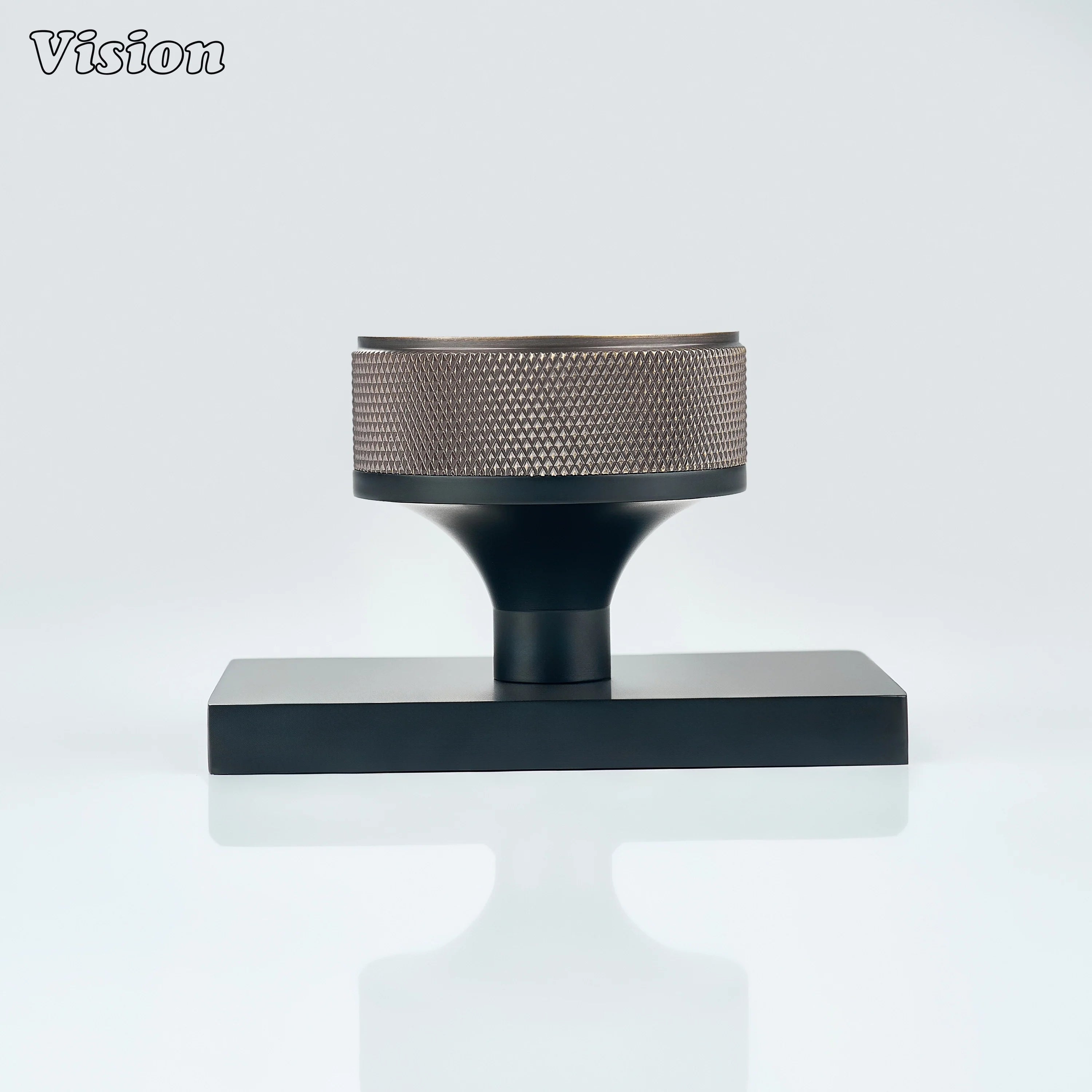 Antique Bronze and Black knurled round door knob for minimalist spaces