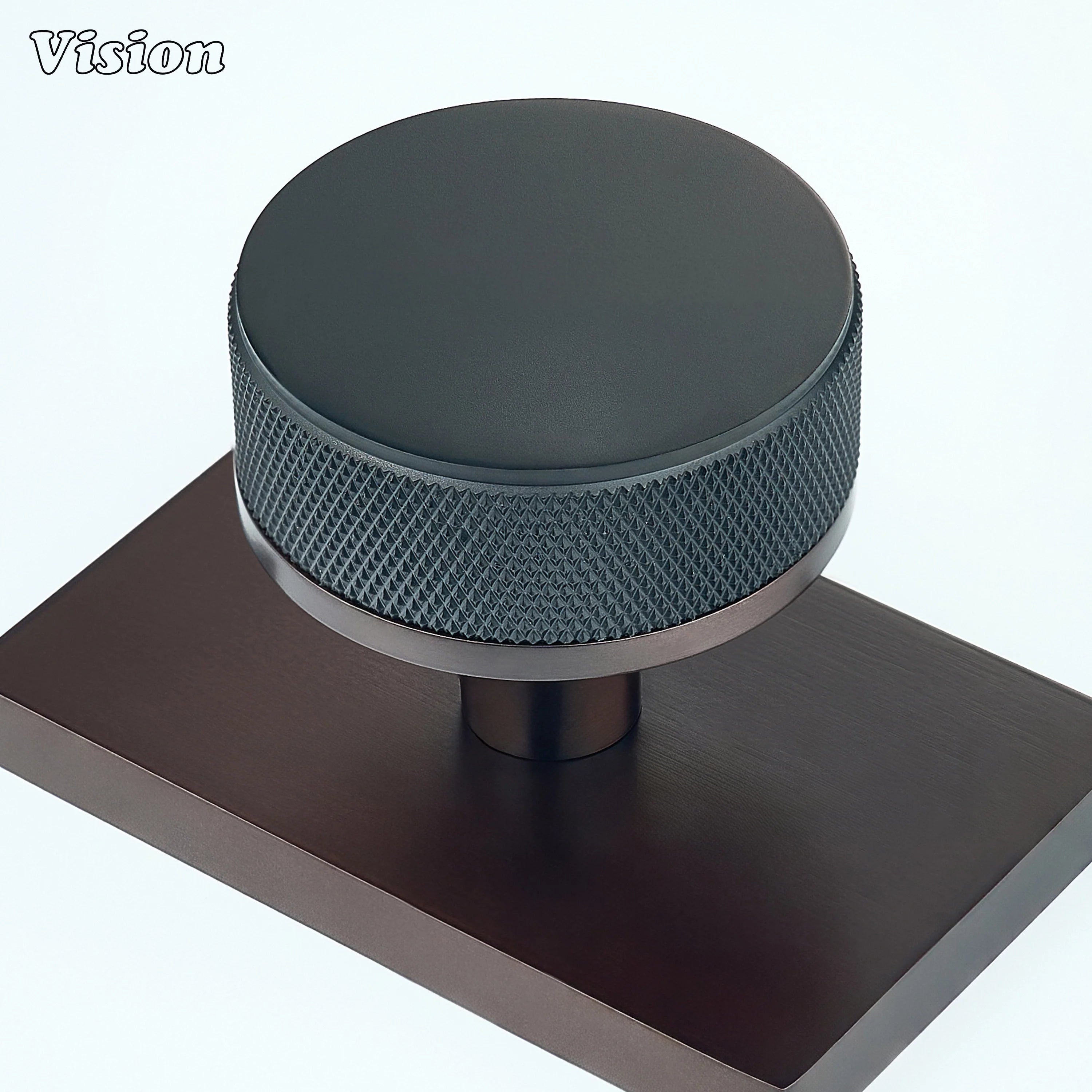 Black and Oil Rubbed Bronze solid brass door knob with rectangular backplate