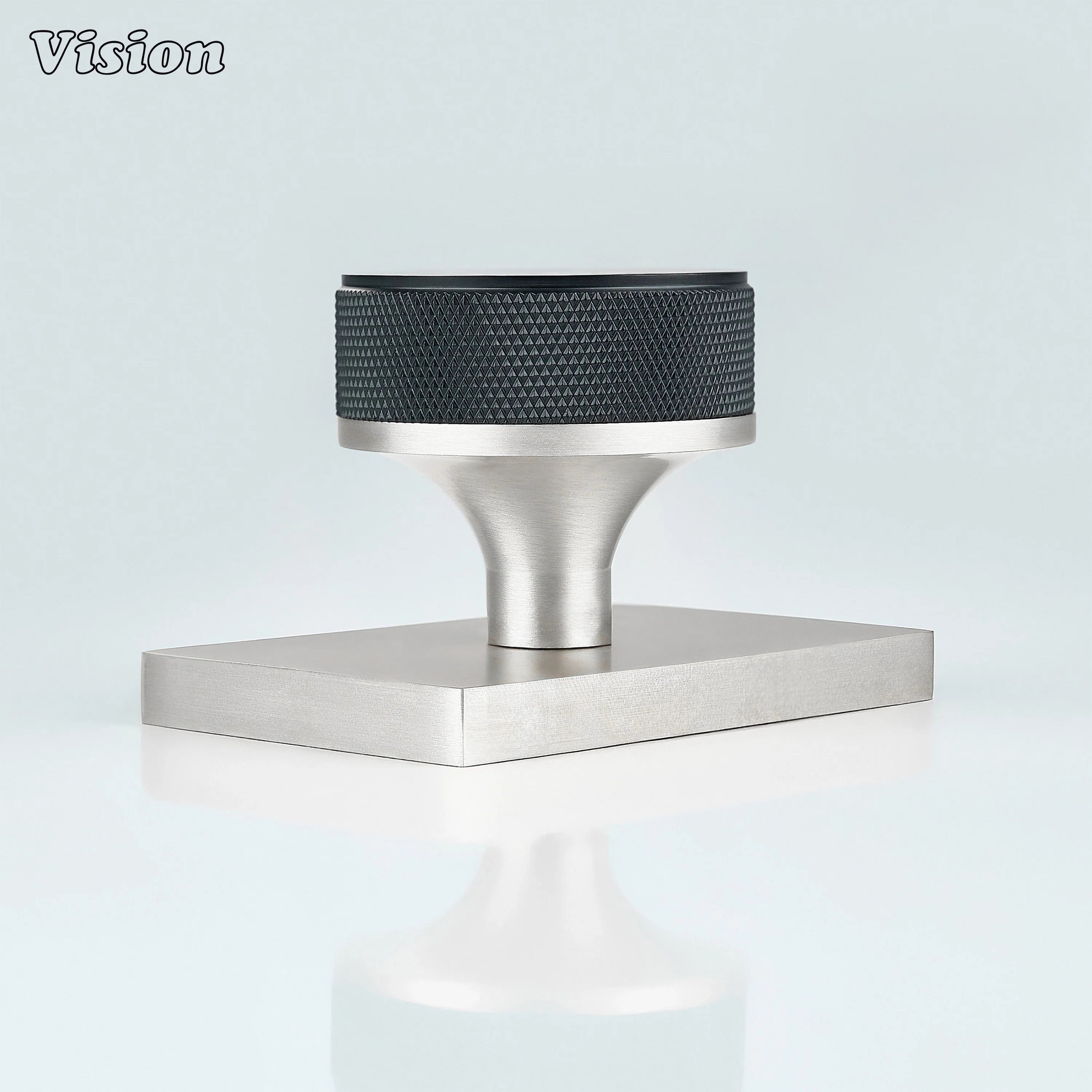 Black and Silver round knurled brass door knob for contemporary door hardware