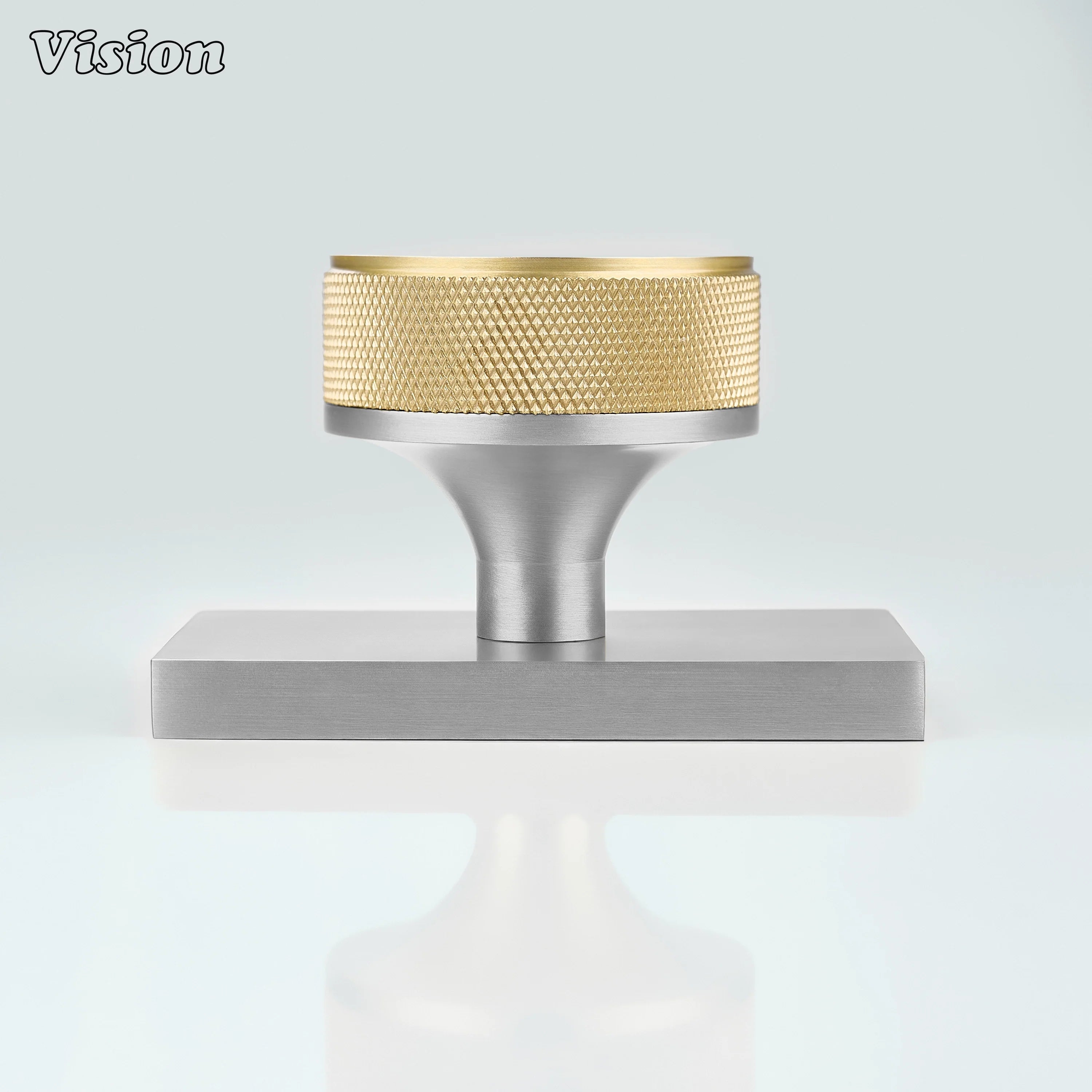 Gold and Silver knurled door knob suitable for minimalist interior spaces