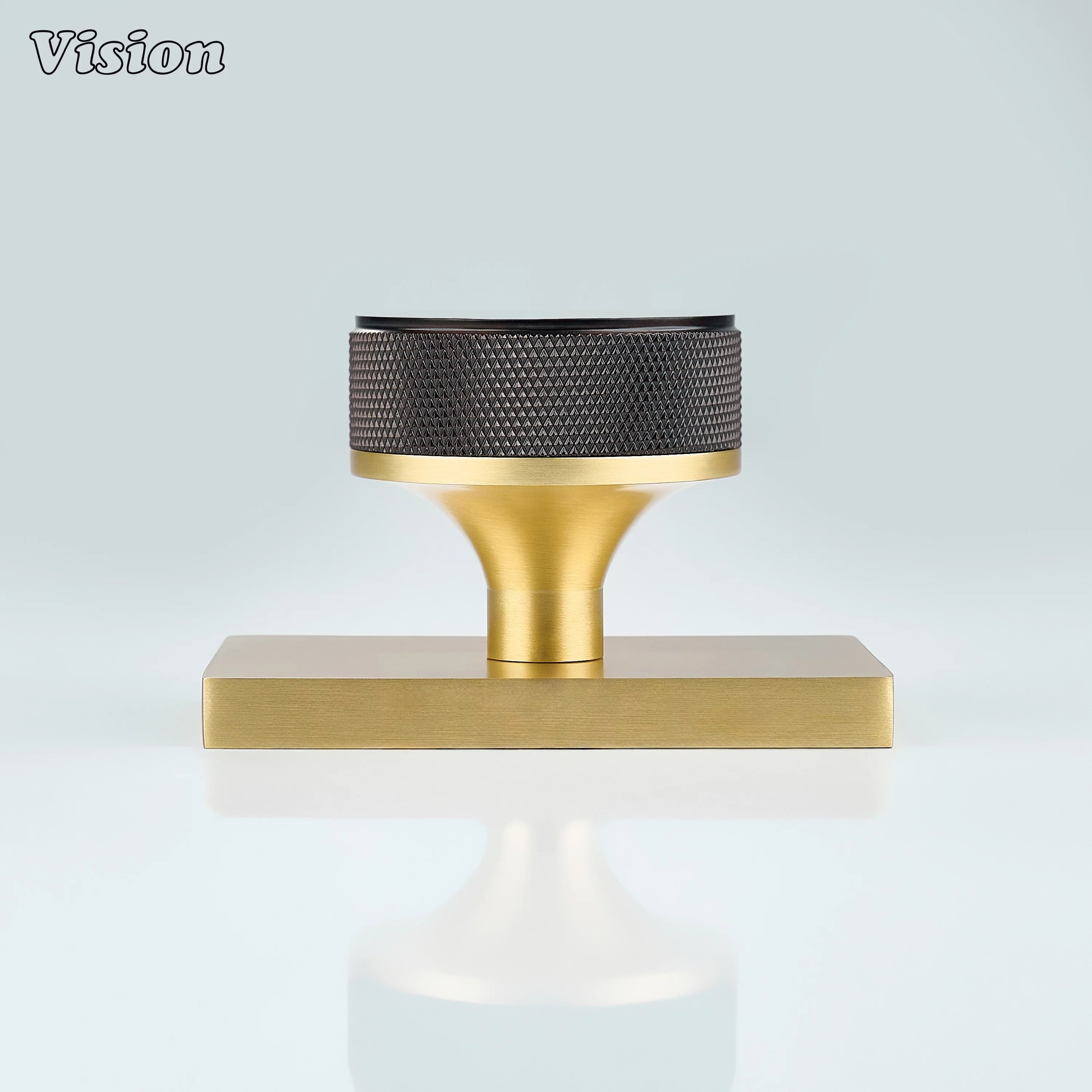 Oil Rubbed Bronze and Gold knurled round door knob for minimalist spaces