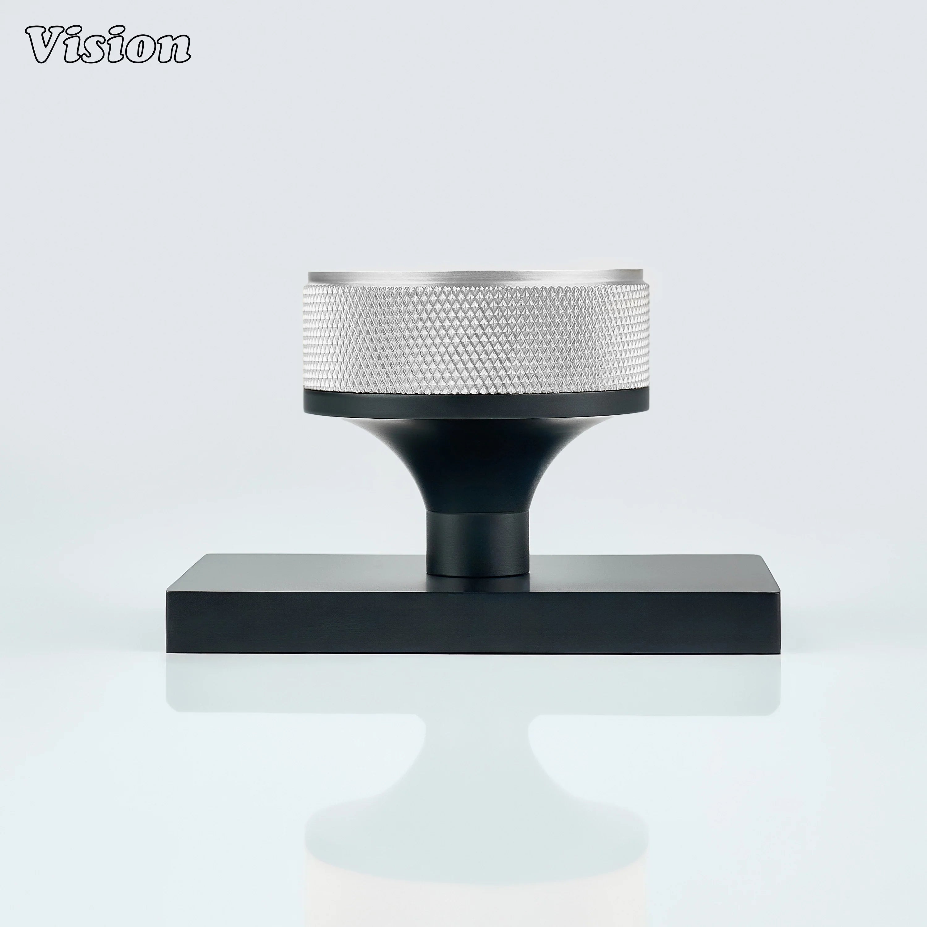 Silver and Black round knurled brass door knob for door hardware