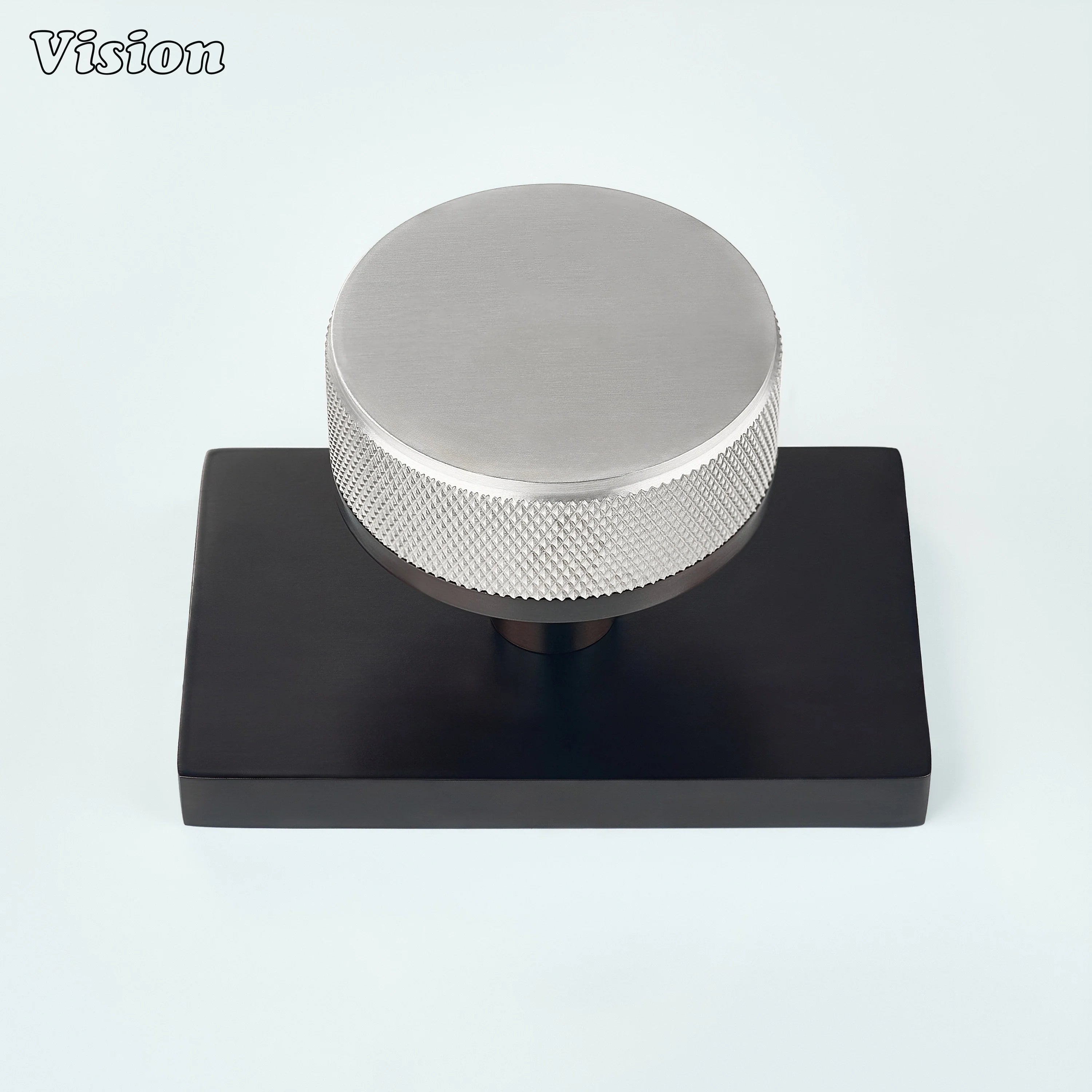Silver and Oil Rubbed Bronze knurled round door knob for minimalist spaces