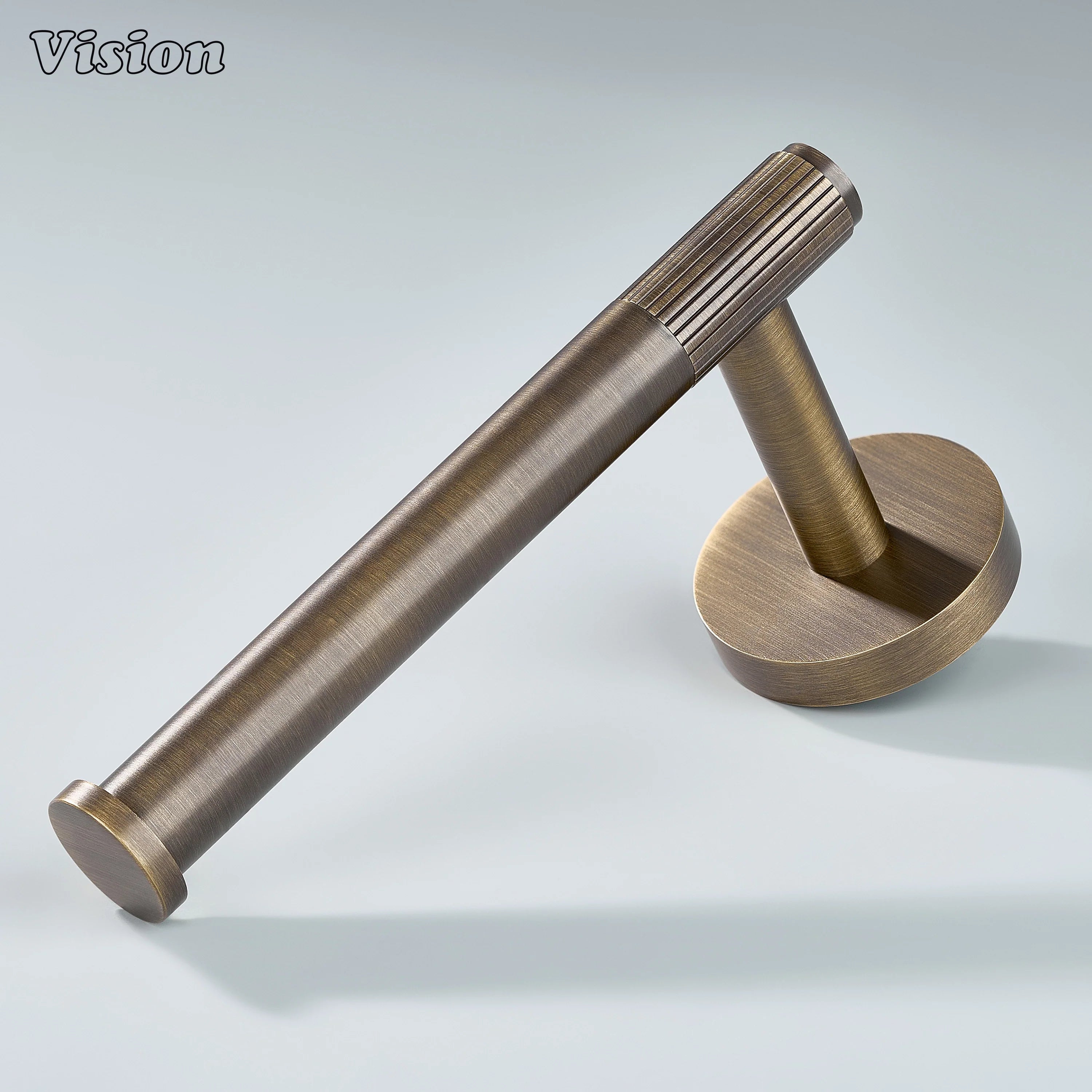 Brass toilet paper holder with linear knurled bar in Antique Bronze finish