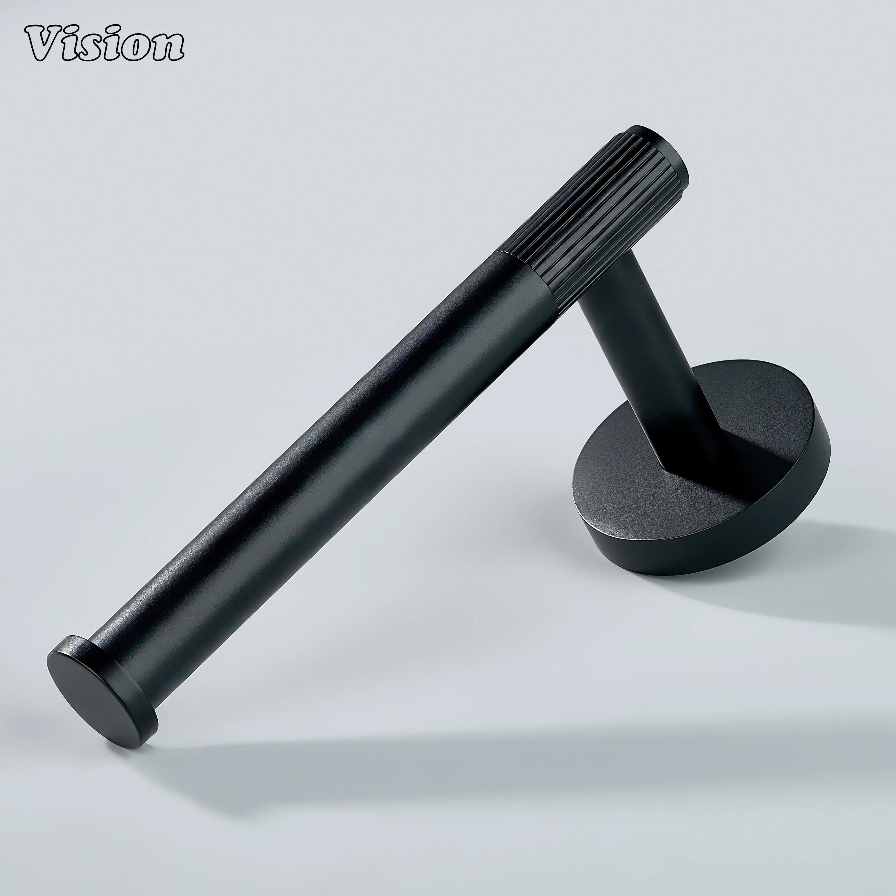 Brass toilet paper holder with linear knurled bar in Black finish