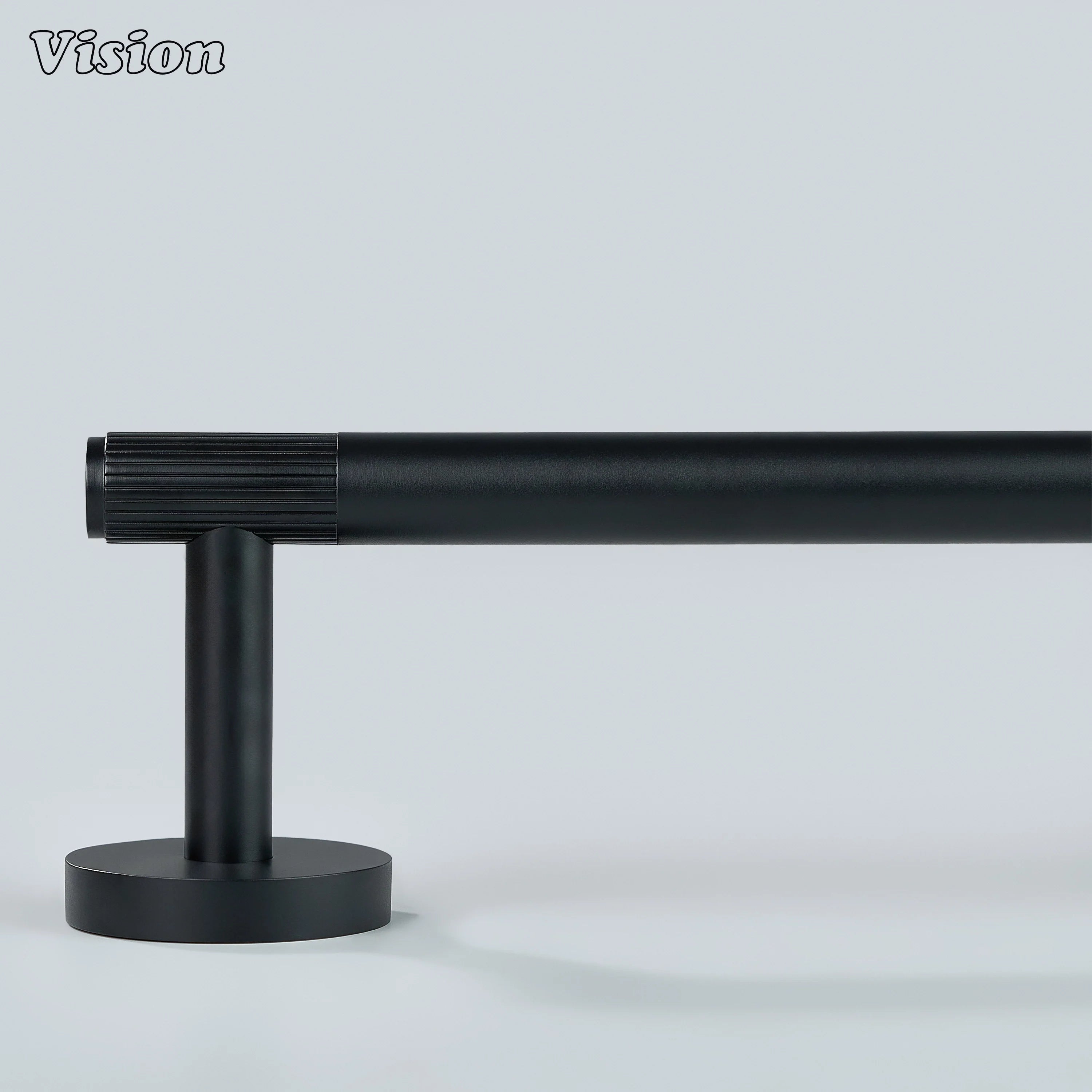 Black finish brass toilet roll holder with clean linear form