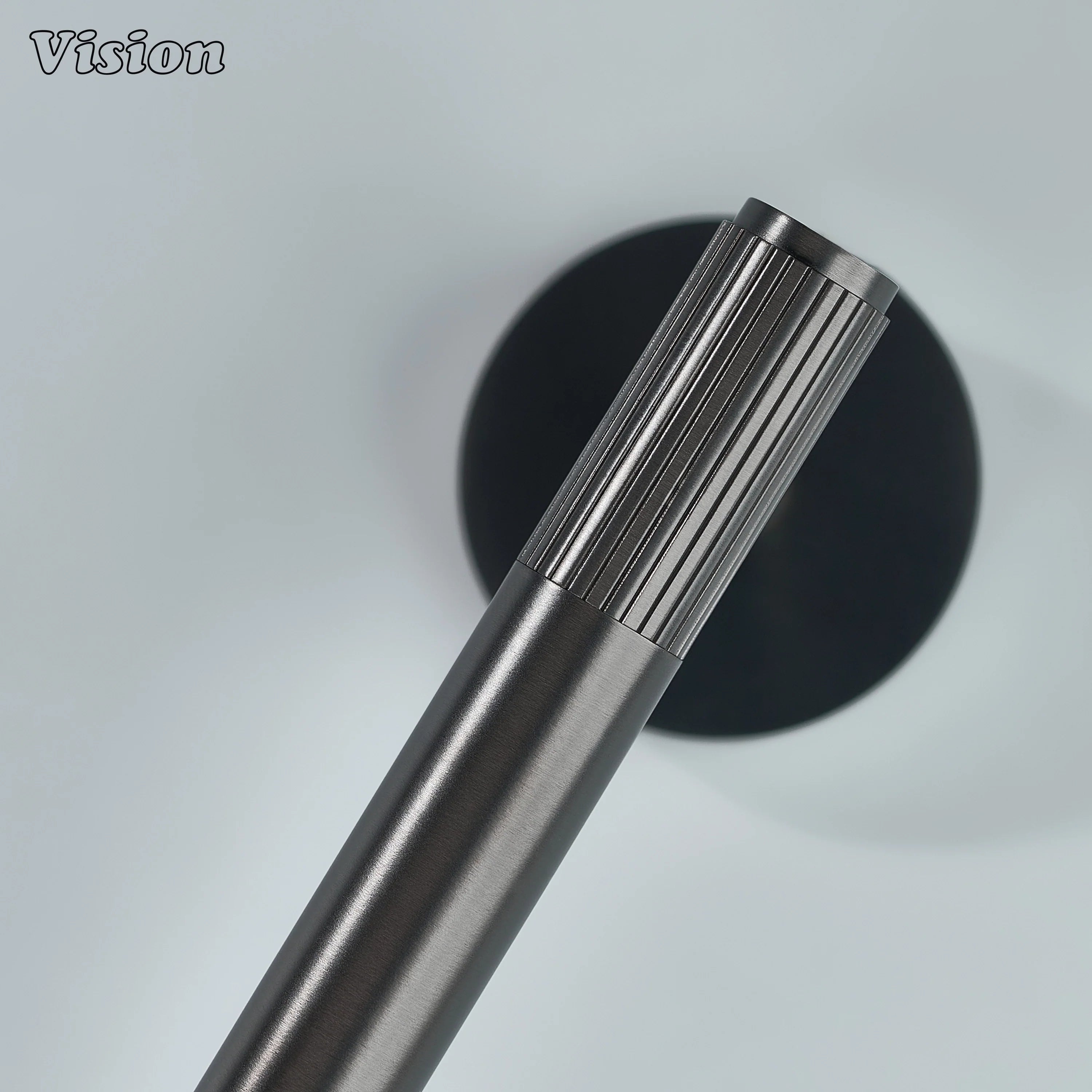 Gunmetal finish brass toilet roll holder with clean linear form