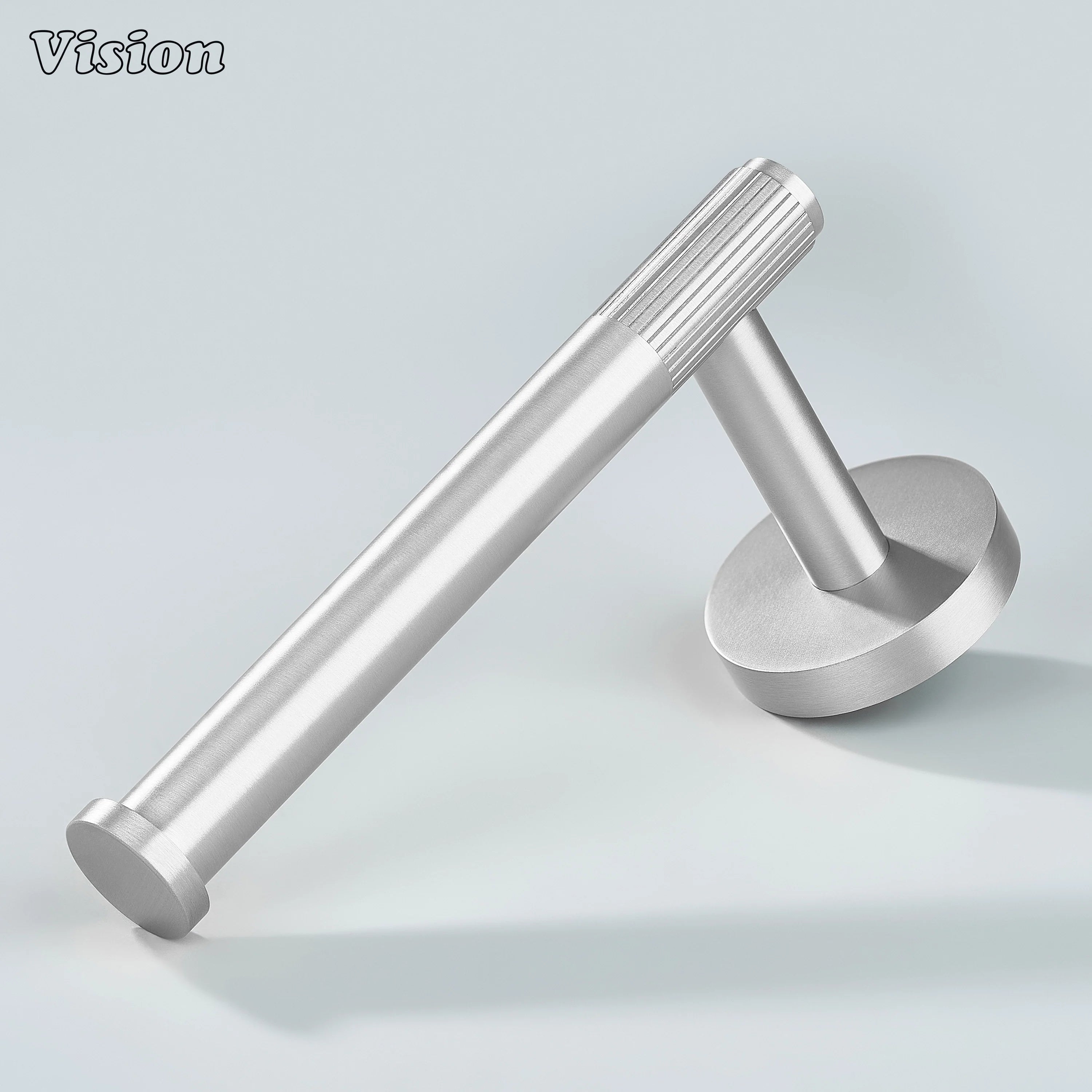 Brass toilet paper holder with linear knurled bar in Silver finish