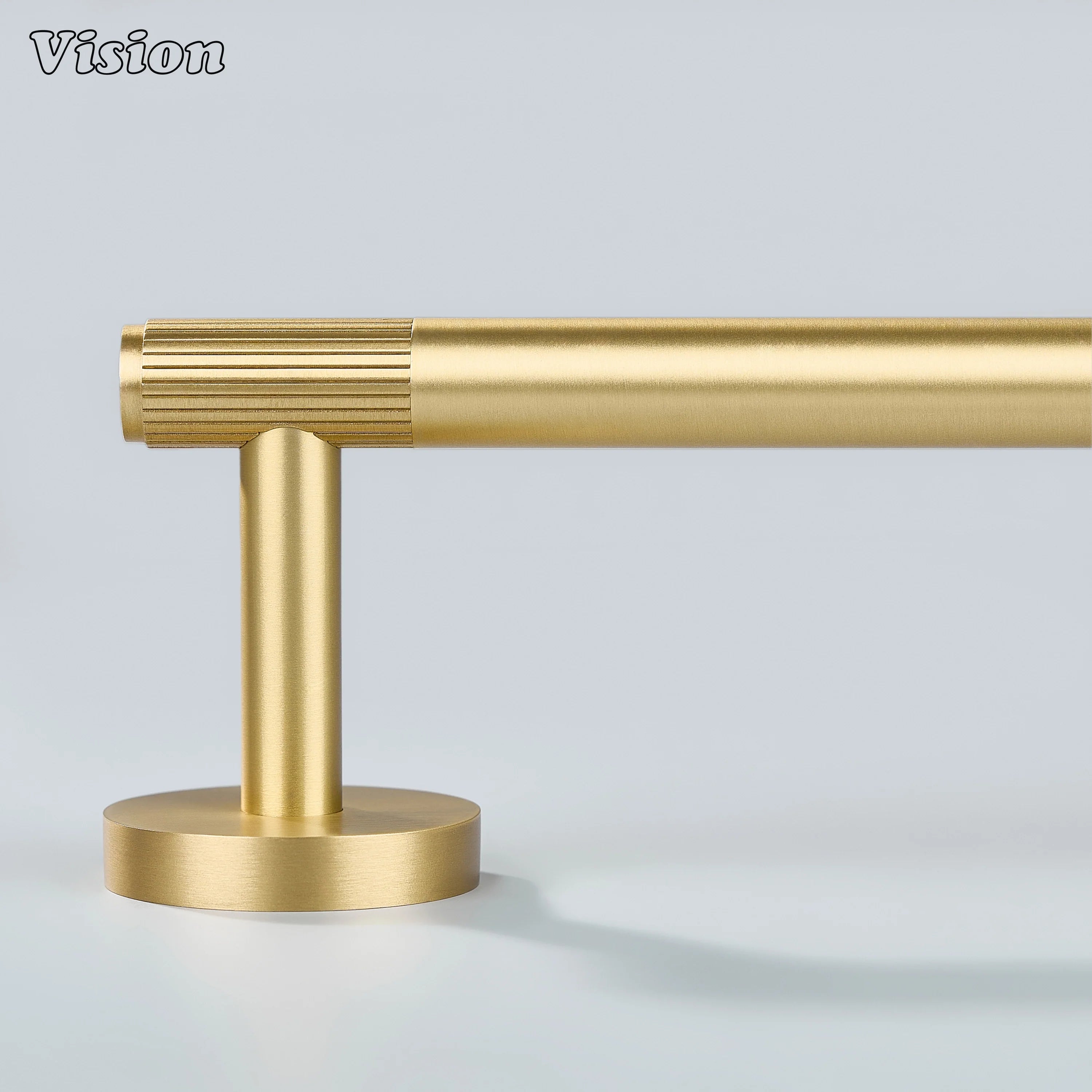 Wall mounted brass towel holder in Gold with linear bar for residential bathrooms