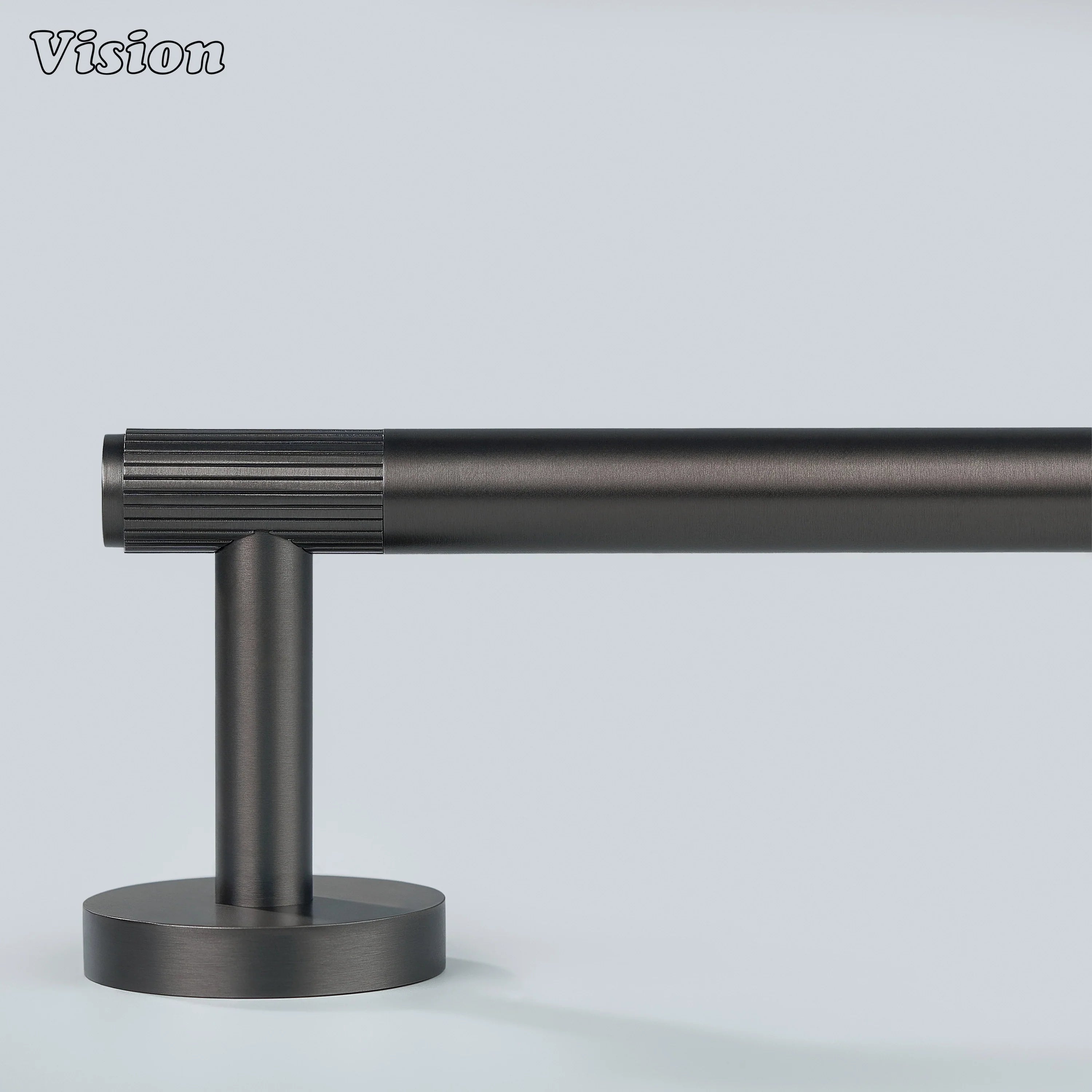Wall mounted brass towel holder Gunmetal with minimalist linear form